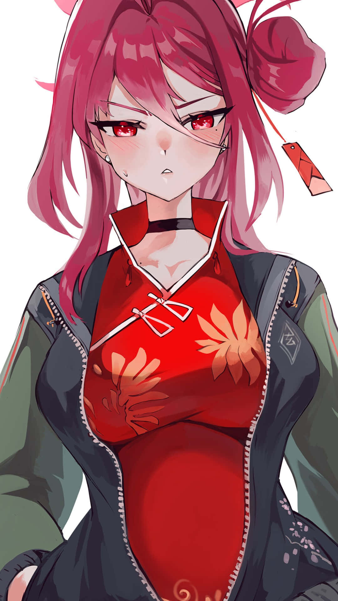 Kayama Reijo, pink-haired, red eyes, Full HD Phone Wallpaper