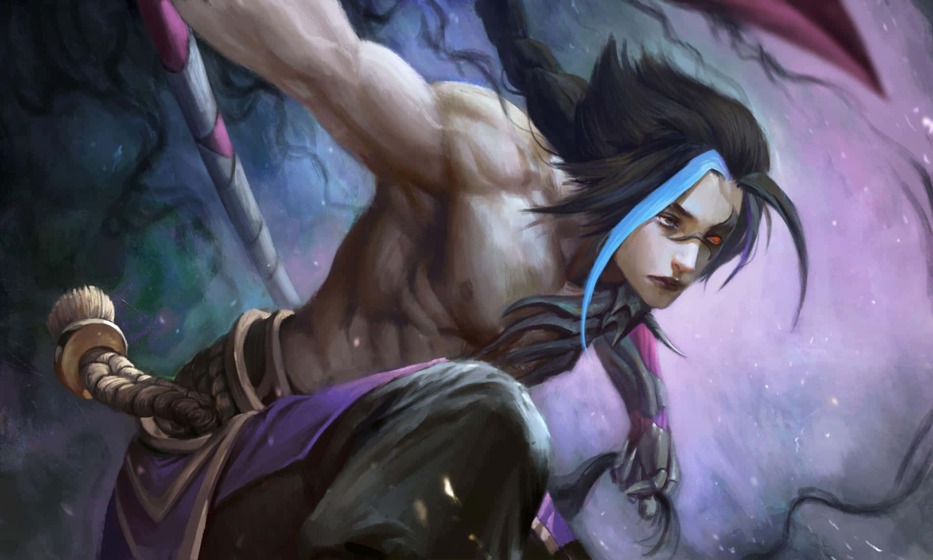 Kayn, scythe, anime warrior, Full HD Desktop Wallpaper