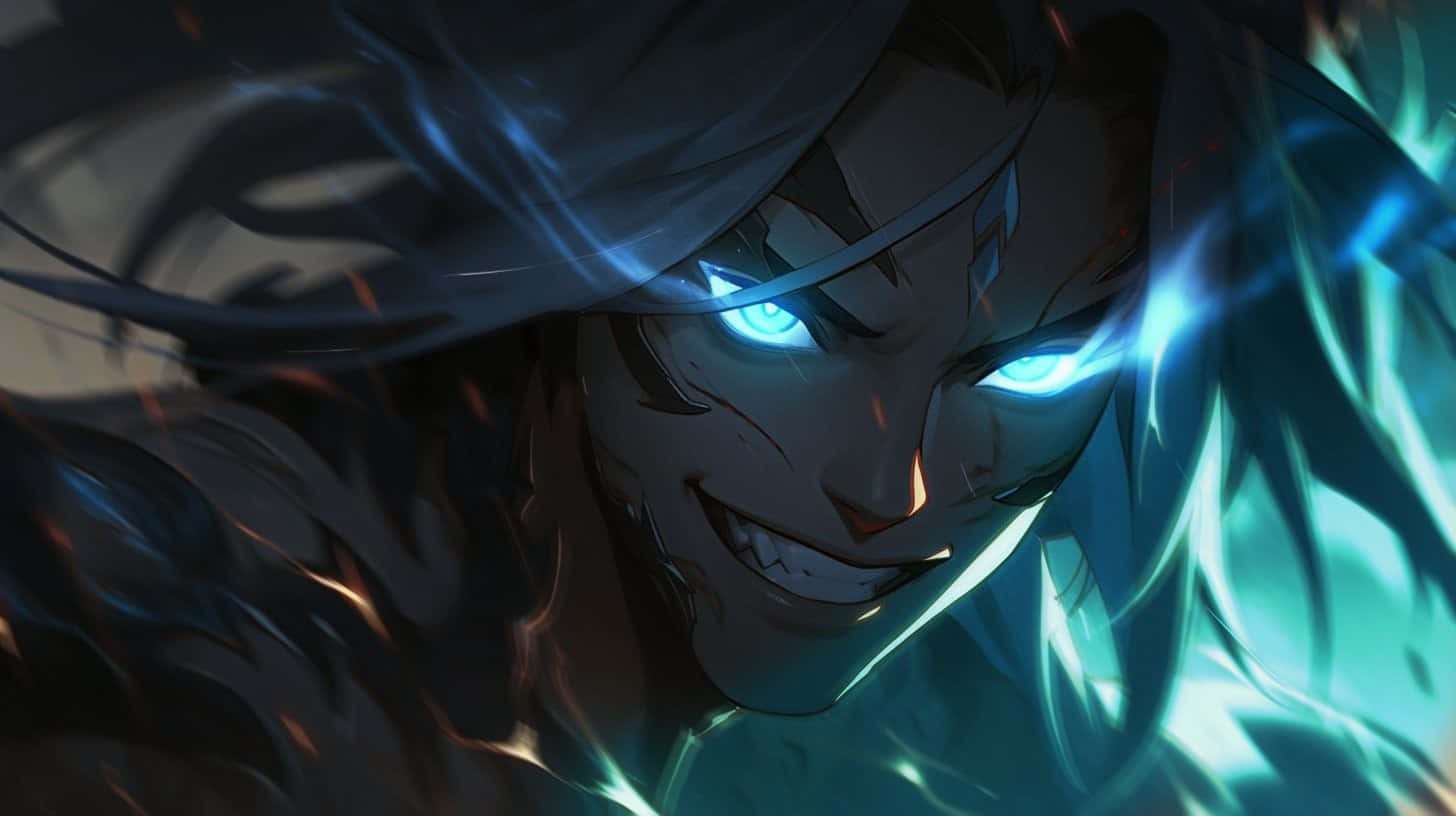Kayn, glowing blue eyes, dark hair, HD Desktop Wallpaper