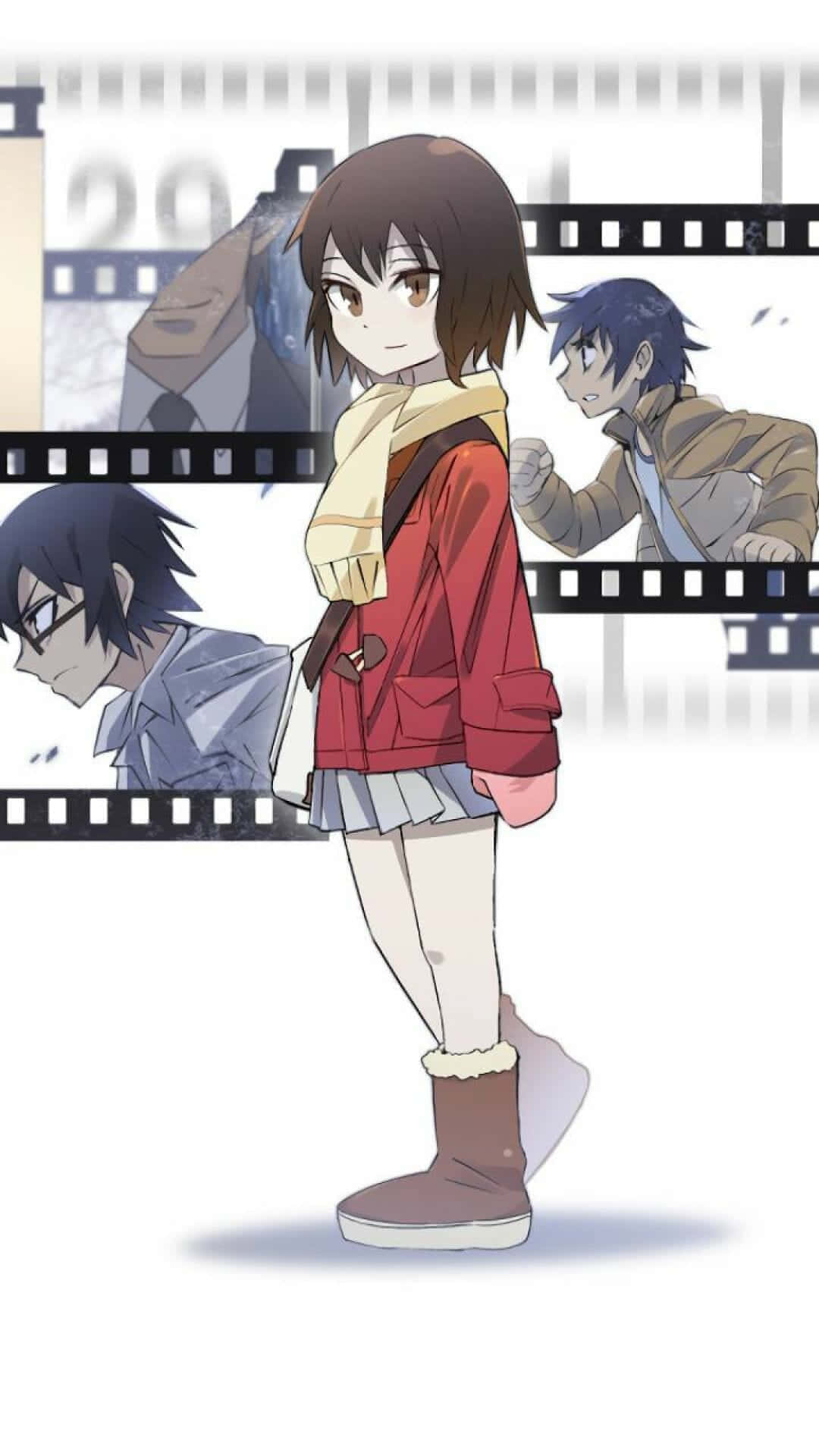 Kayo Hinazuki, red jacket, scarf, Full HD Phone Wallpaper