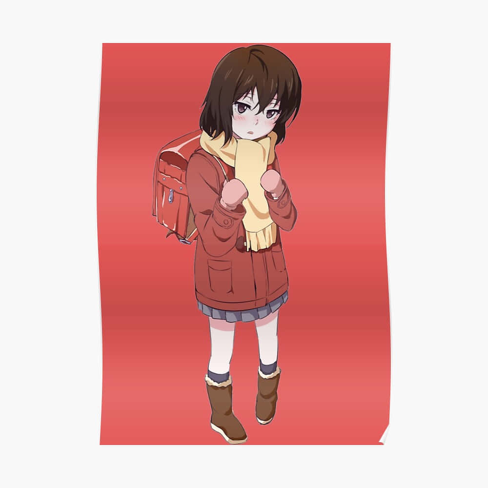 Kayo Hinazuki, red coat, yellow scarf, SD Desktop Wallpaper