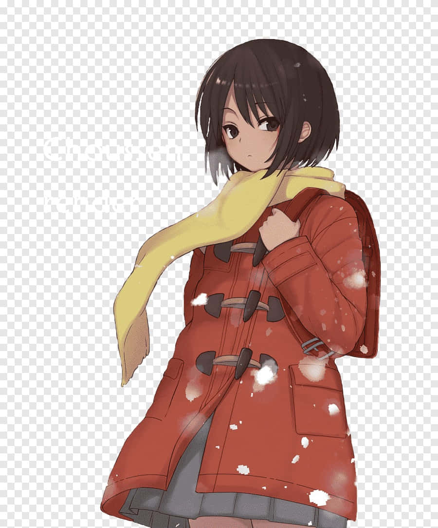 Kayo Hinazuki, red coat, yellow scarf, SD Phone Wallpaper
