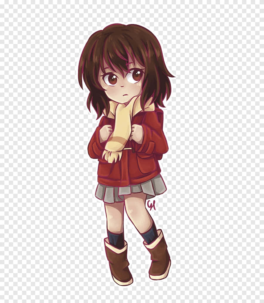 Kayo Hinazuki, chibi anime girl, brown hair, SD Phone Wallpaper