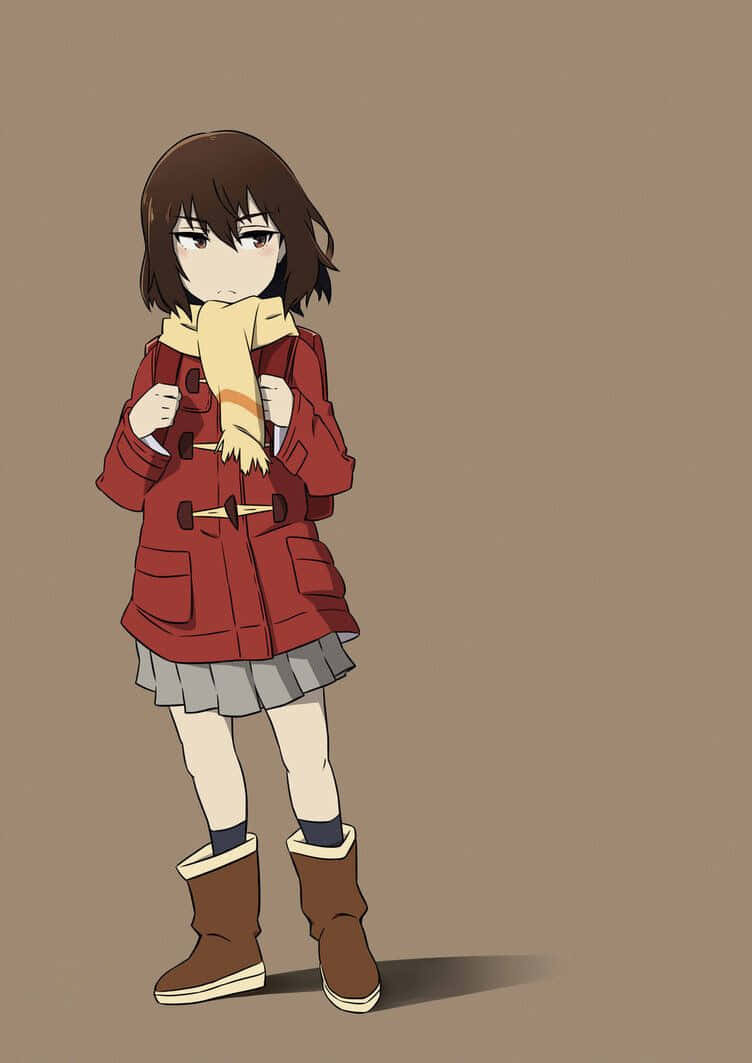Kayo Hinazuki, red coat, yellow scarf, SD Phone Wallpaper
