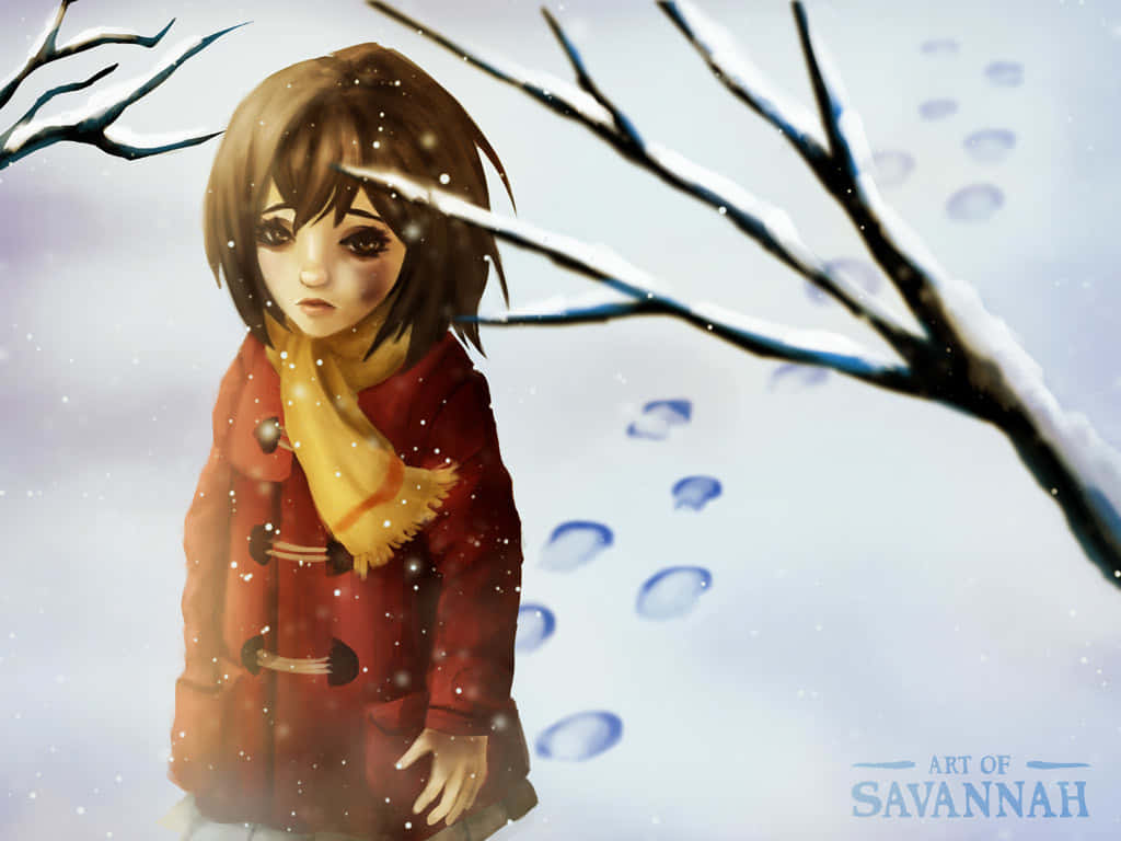 Kayo Hinazuki, red coat, yellow scarf, SD Desktop Wallpaper