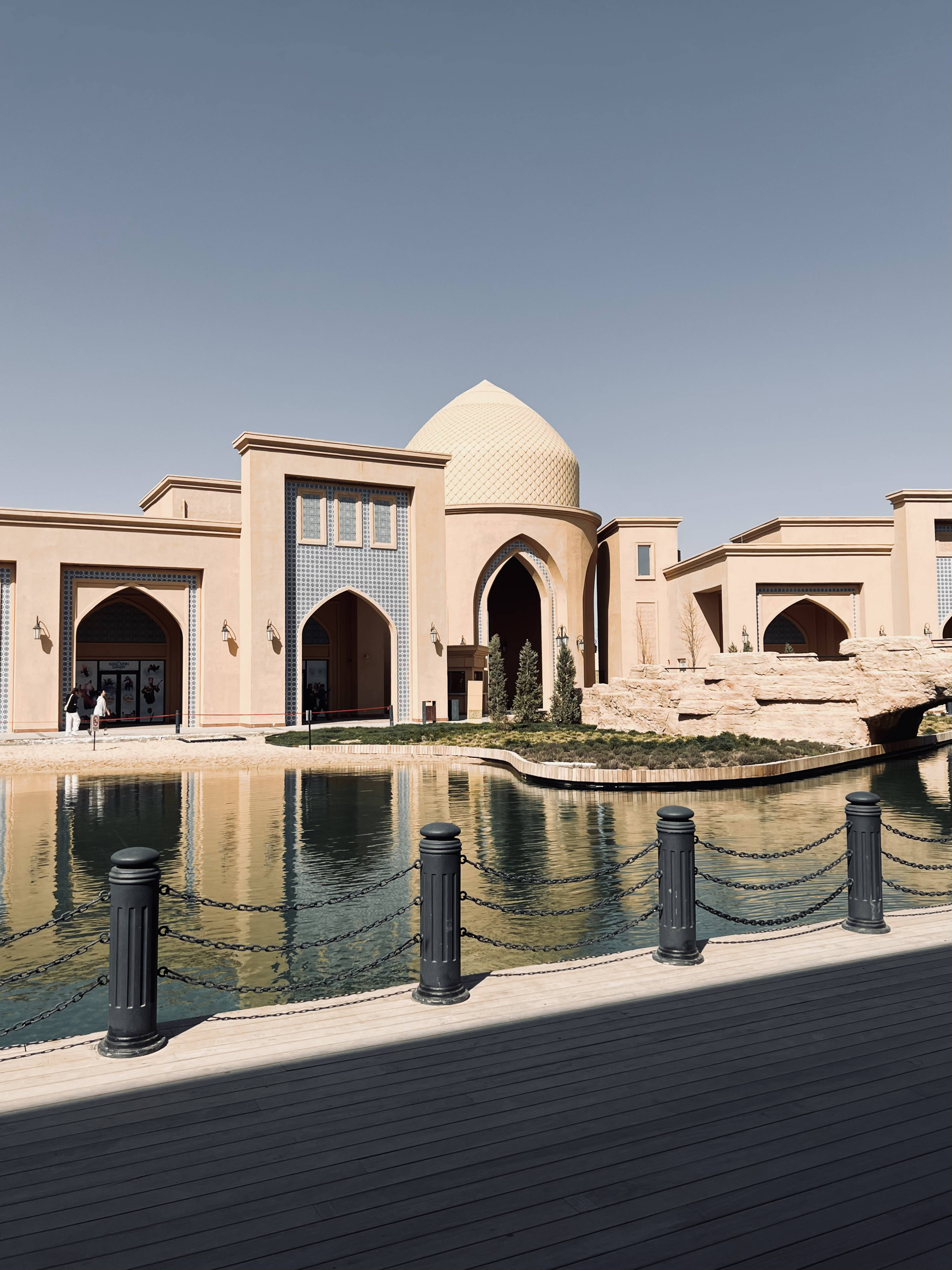 Kazakhstan, beige domed building, arched entrances, 5K Phone Wallpaper