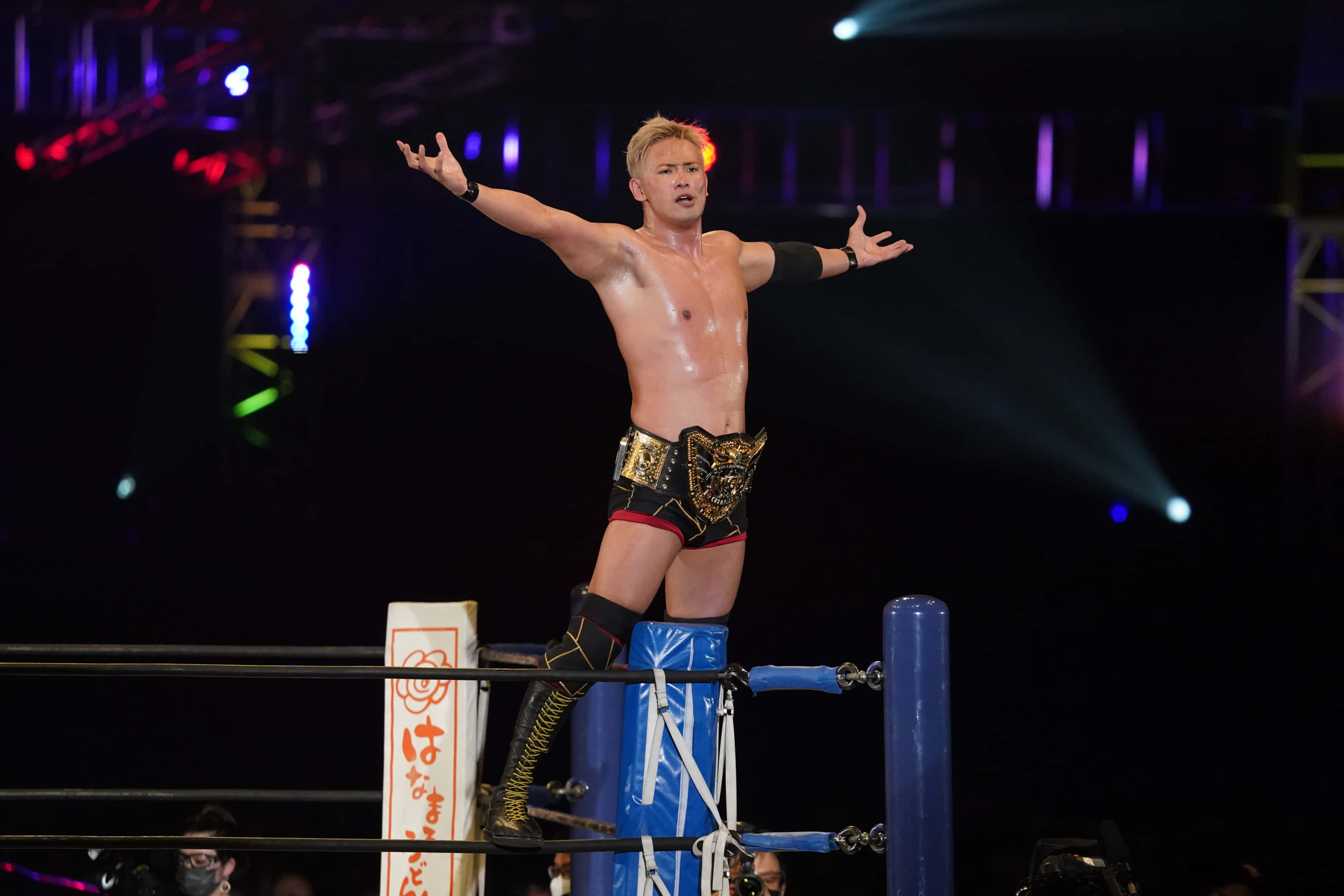 Kazuchika Okada, wrestling hall of fame, blue ring turnbuckle, 2K Desktop Wallpaper