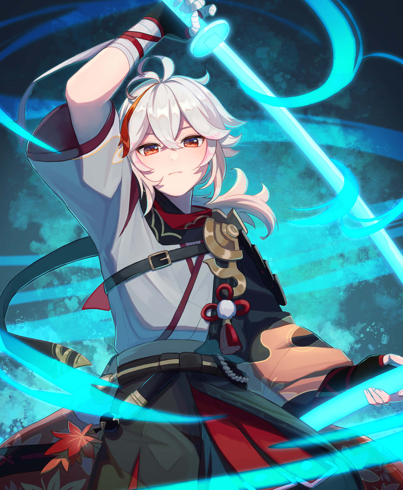 Kazuha, light blue sword, glowing blue sword, Full HD Phone Wallpaper