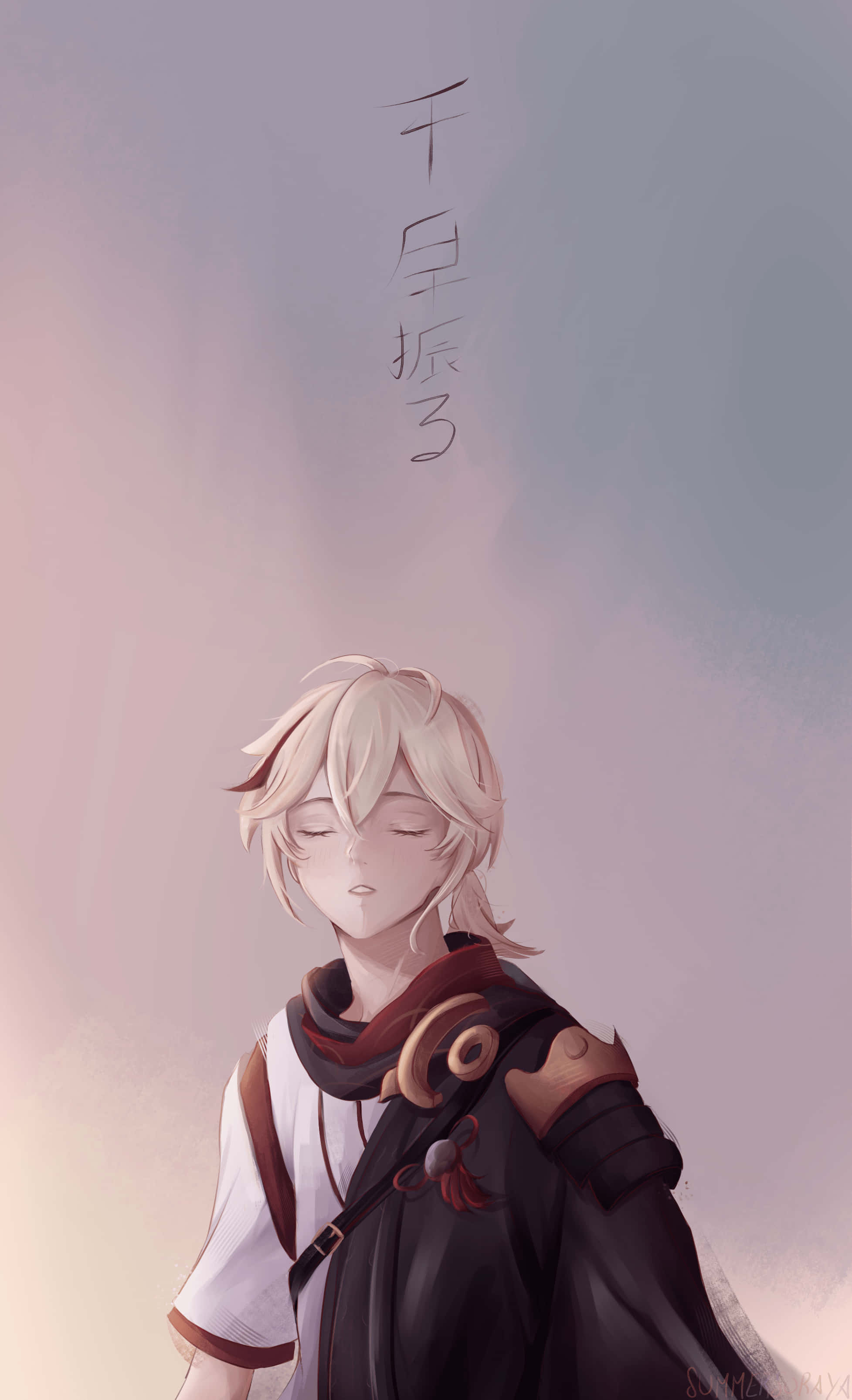 Kazuha, anime character, closed eyes, 2K Phone Wallpaper