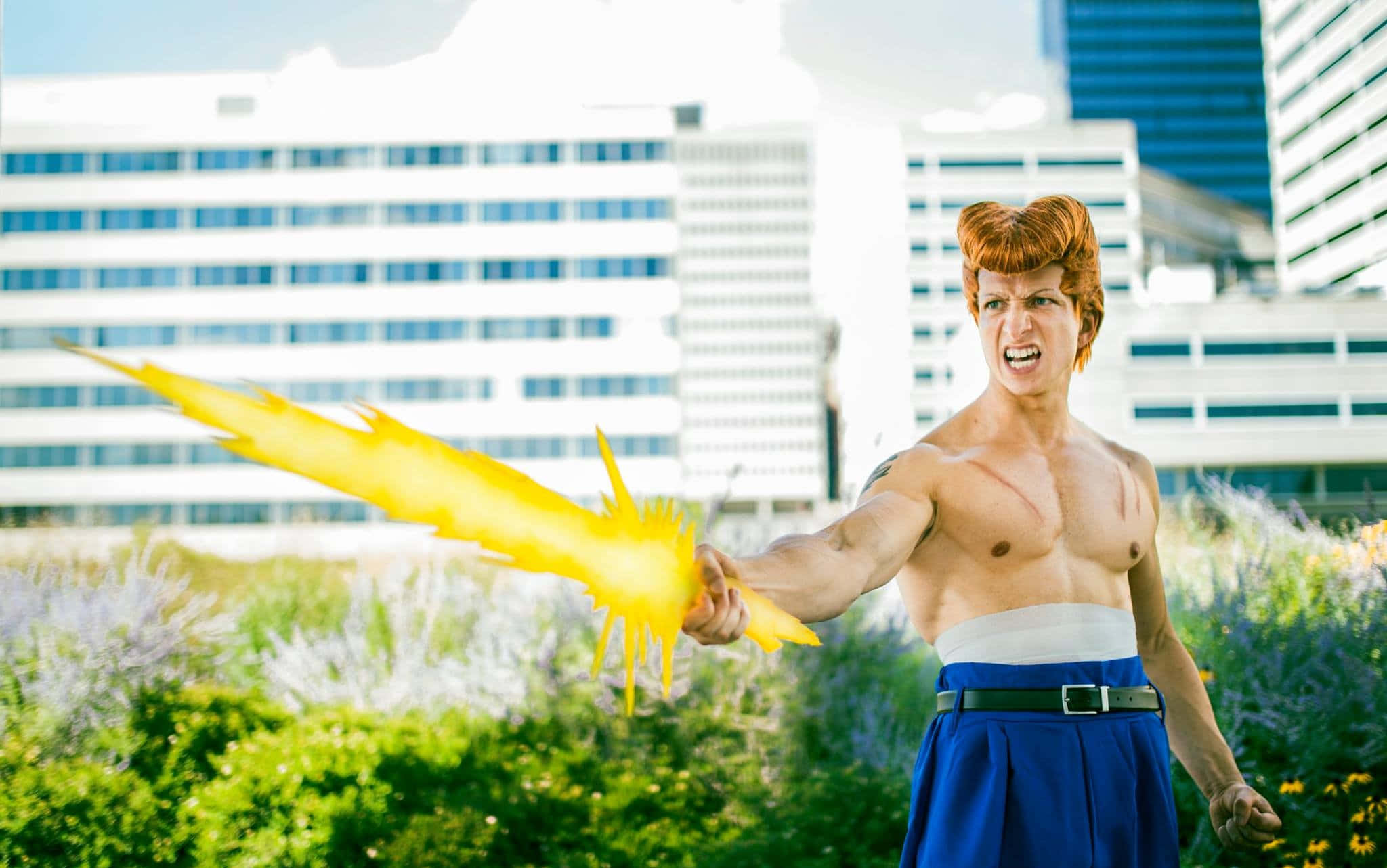 Kuwabara, cosplay, energy sword, Full HD Desktop Wallpaper