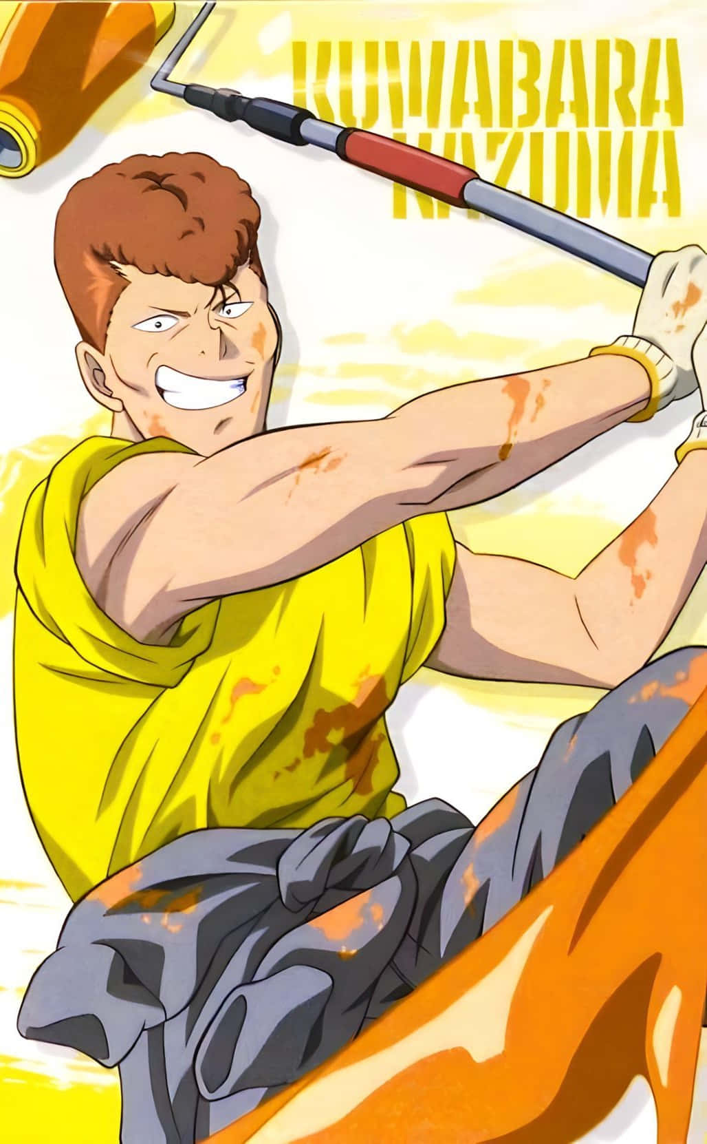 Kuwabara, yellow shirt, paint roller, HD Phone Wallpaper
