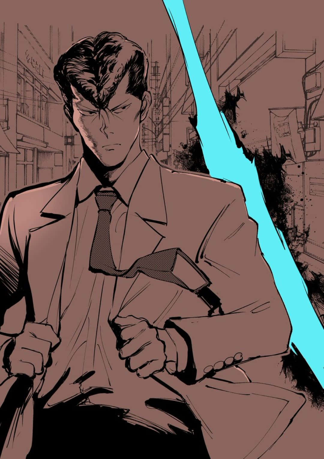 Kuwabara, brown suit, cyan blade, HD Phone Wallpaper
