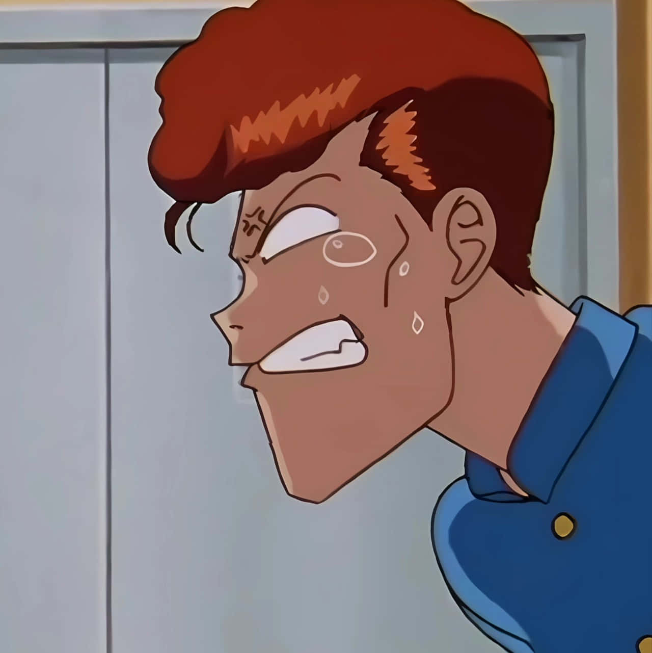 Kuwabara, red hair, blue shirt, HD Phone Wallpaper