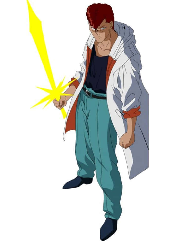 Kazuma Kuwabara, red hair, glowing yellow sword, SD Phone Wallpaper