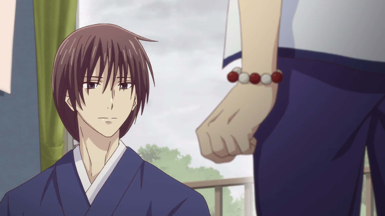 Kazuma Sohma, blue kimono, red and white beaded bracelet, HD Desktop Wallpaper