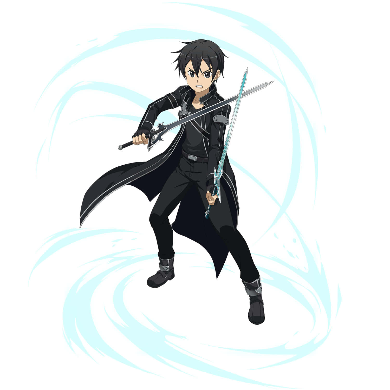 Kazuto Kirigaya, black coat, two swords, HD Desktop Wallpaper