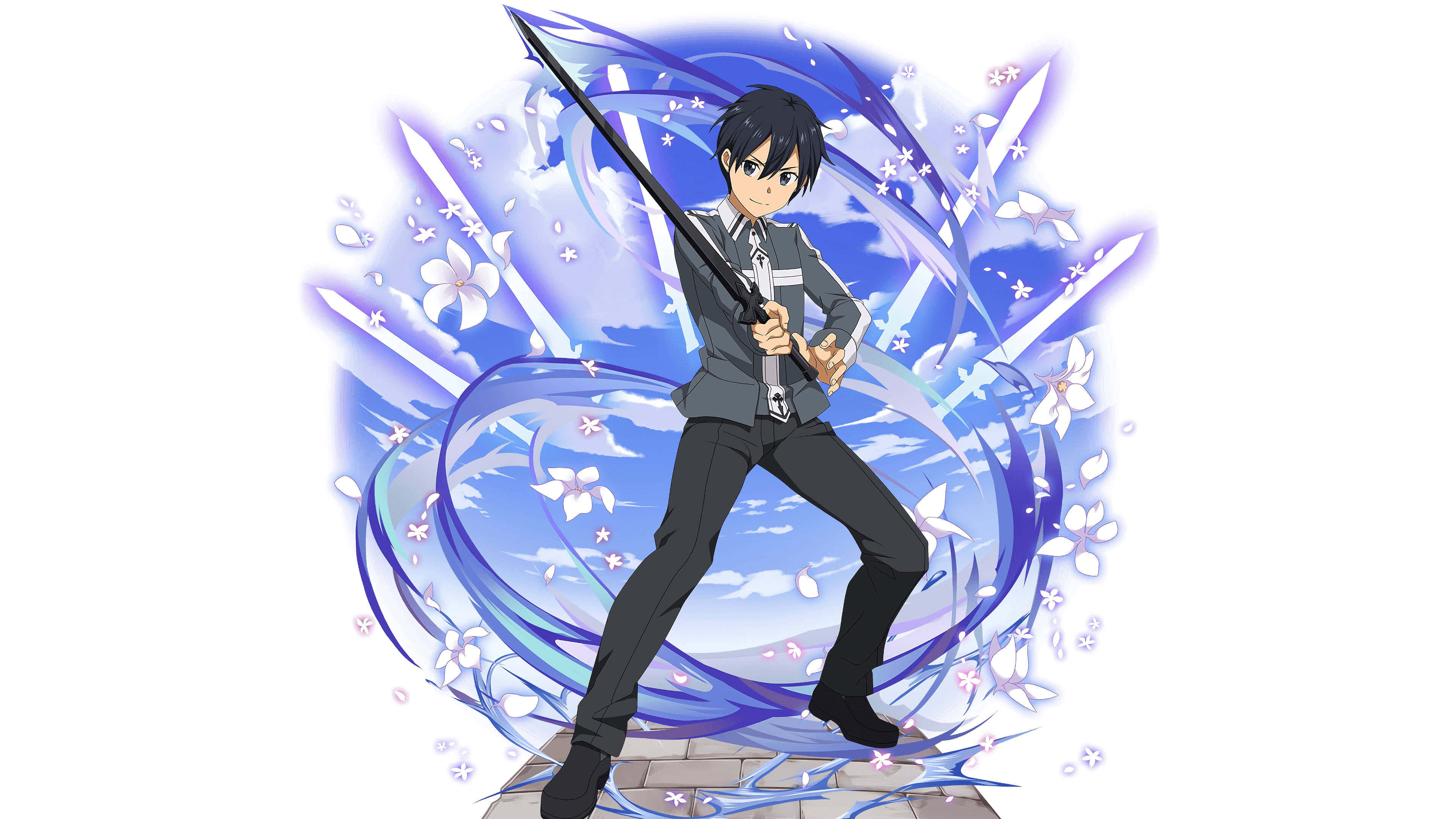 Kazuto Kirigaya, school uniform, sword, 4K Desktop Wallpaper