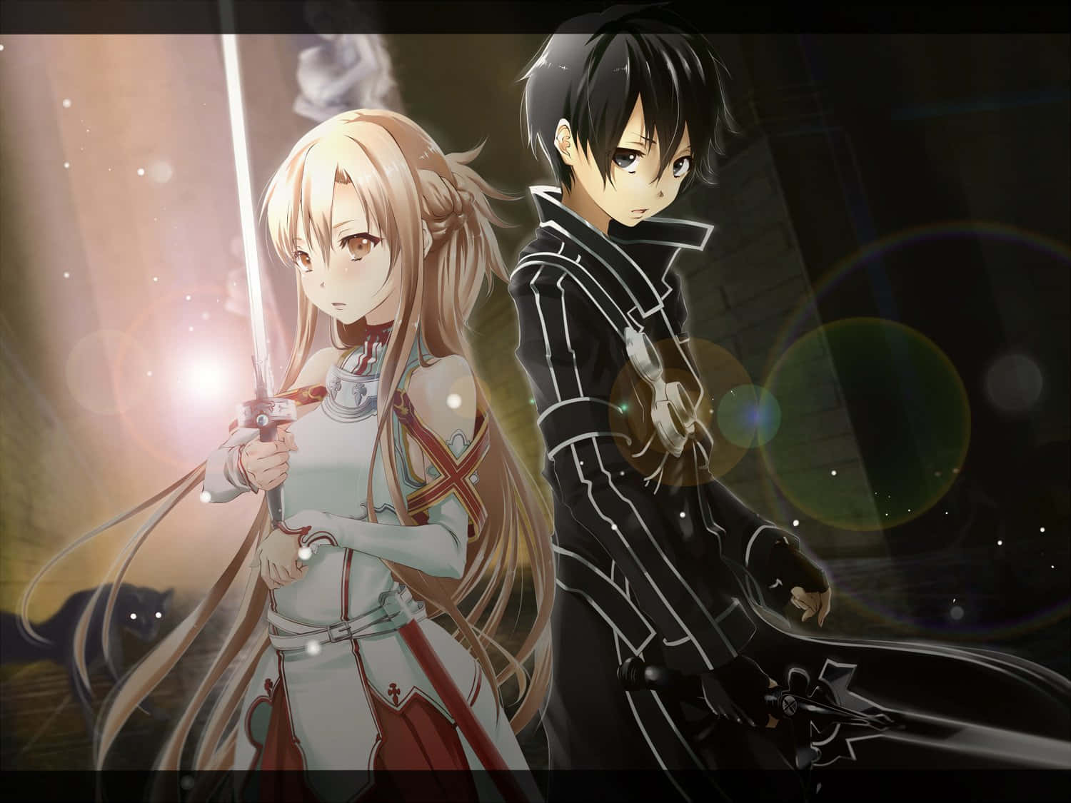 Kazuto Kirigaya, sword, glowing backdrop, HD Desktop Wallpaper