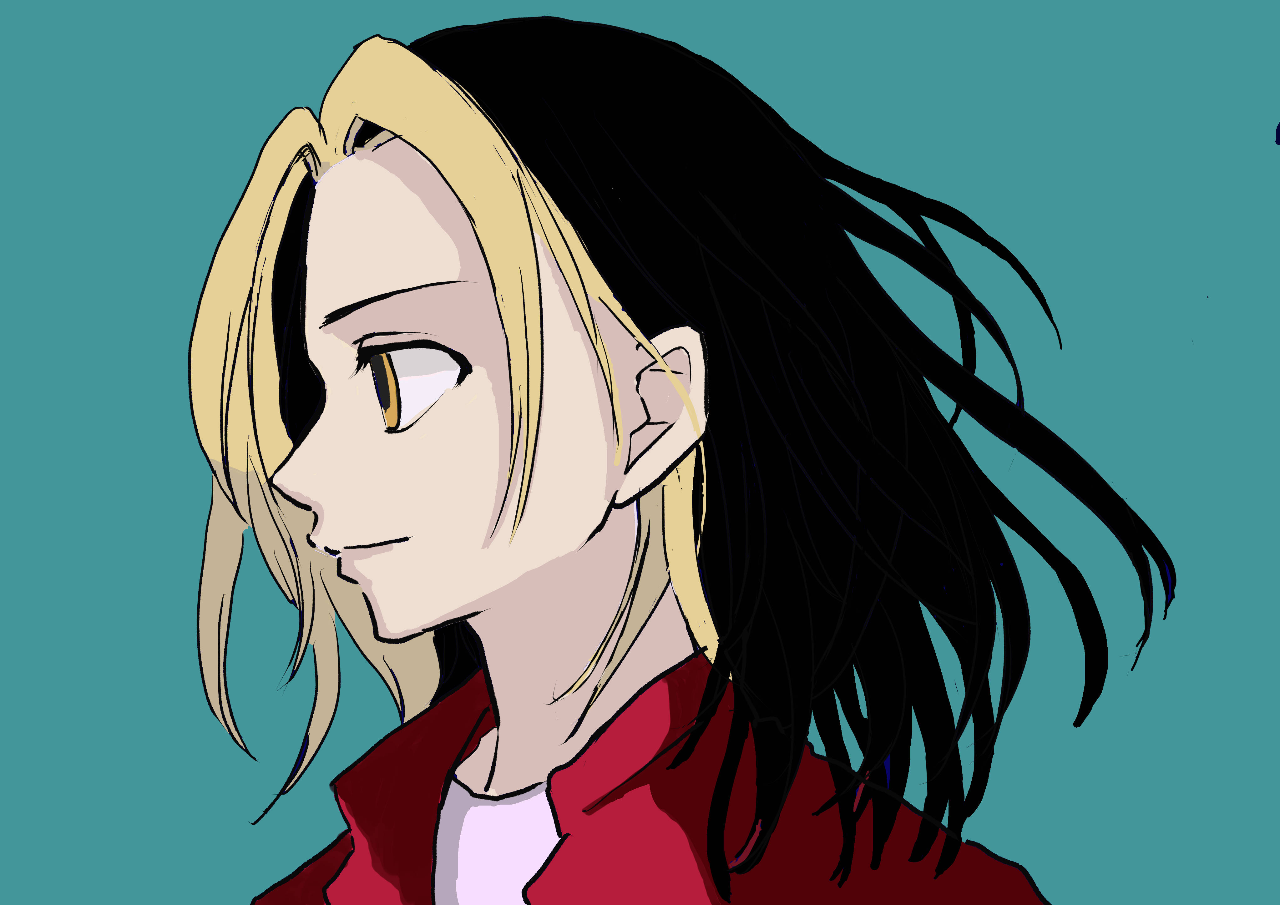 Kazutora Hanemiya, half black half blonde hair, amber eyes, 4K Desktop Wallpaper