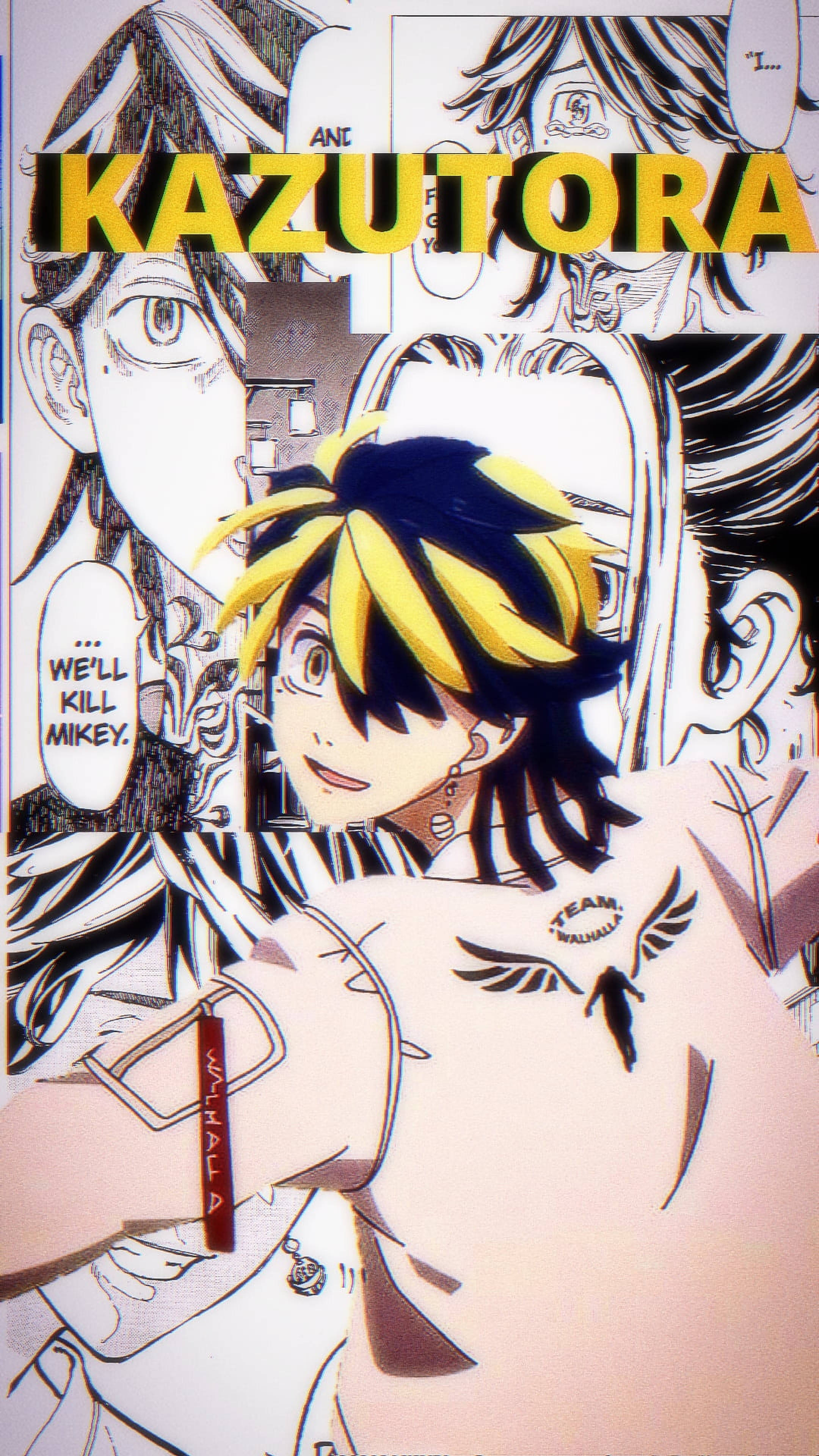 Kazutora Hanemiya, black and yellow hair, wing tattoo, 4K Phone Wallpaper