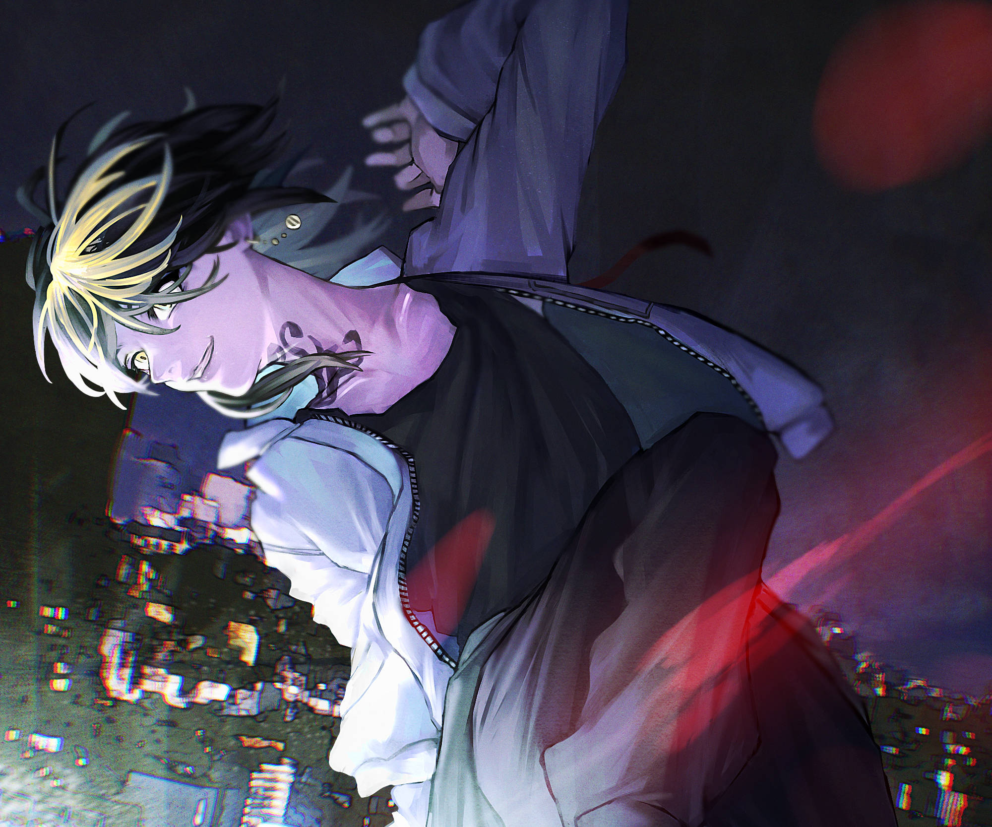 Kazutora Hanemiya, night, spiky blonde hair, Full HD Desktop Wallpaper