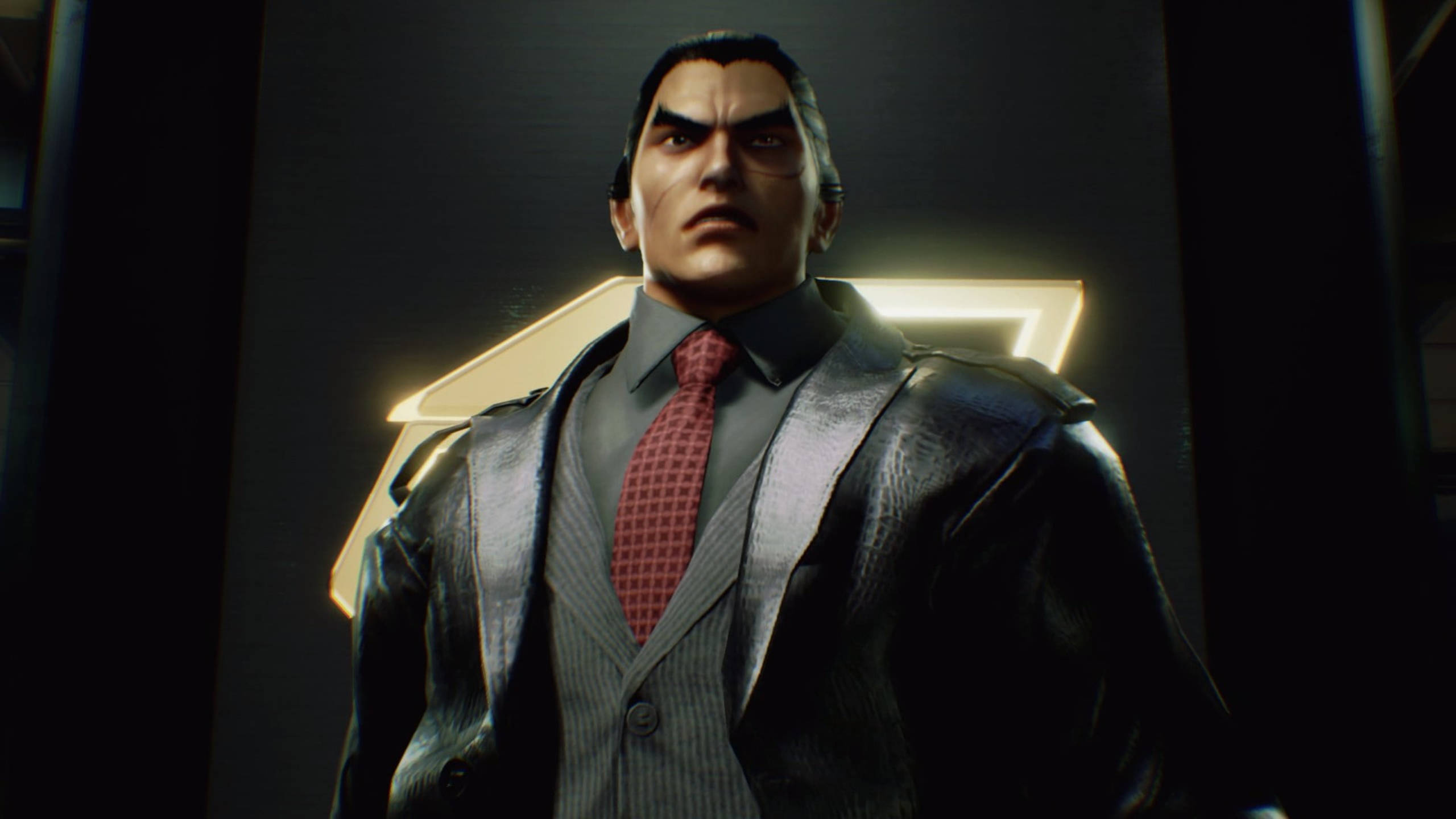 Kazuya Mishima, dark suit, red tie, 2K Desktop Wallpaper