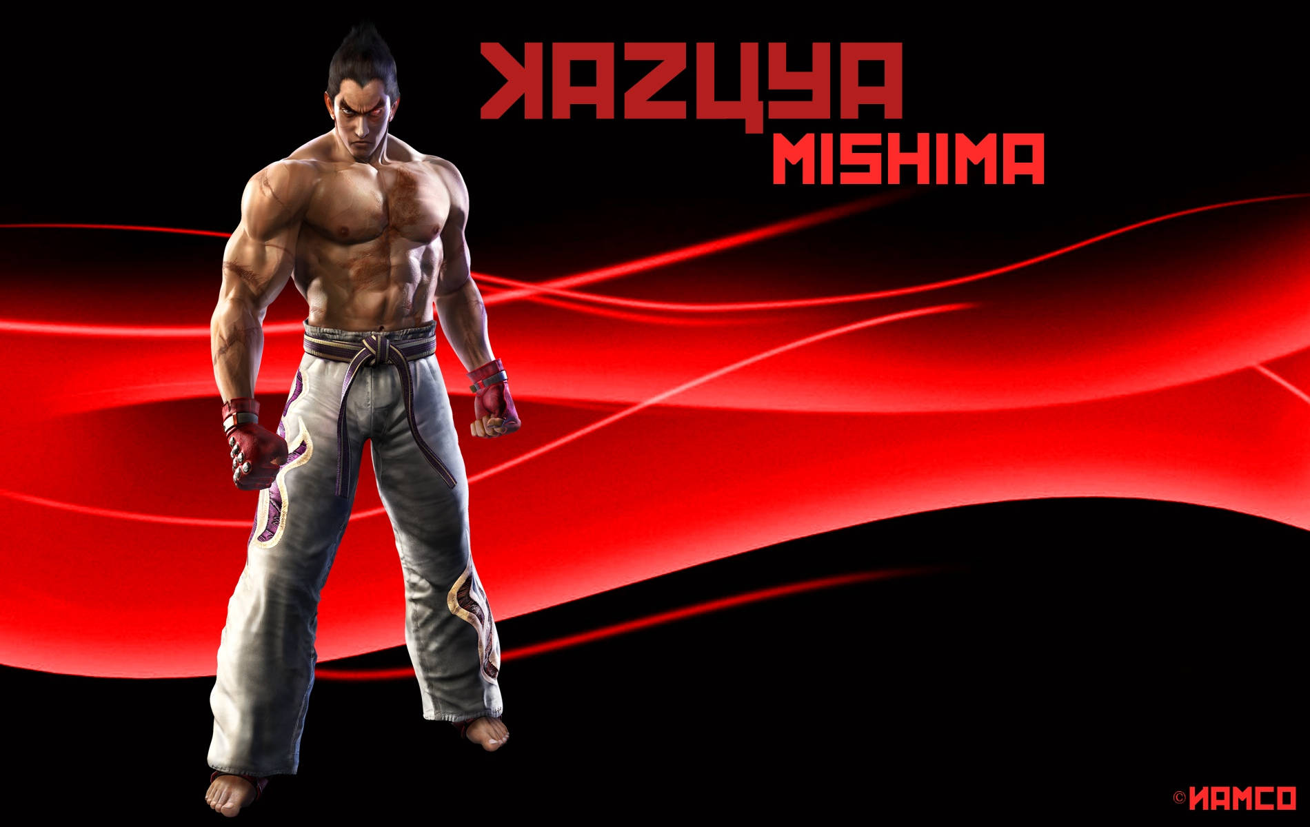 Kazuya Mishima, Digital Red Wave, red energy background, HD Desktop Wallpaper