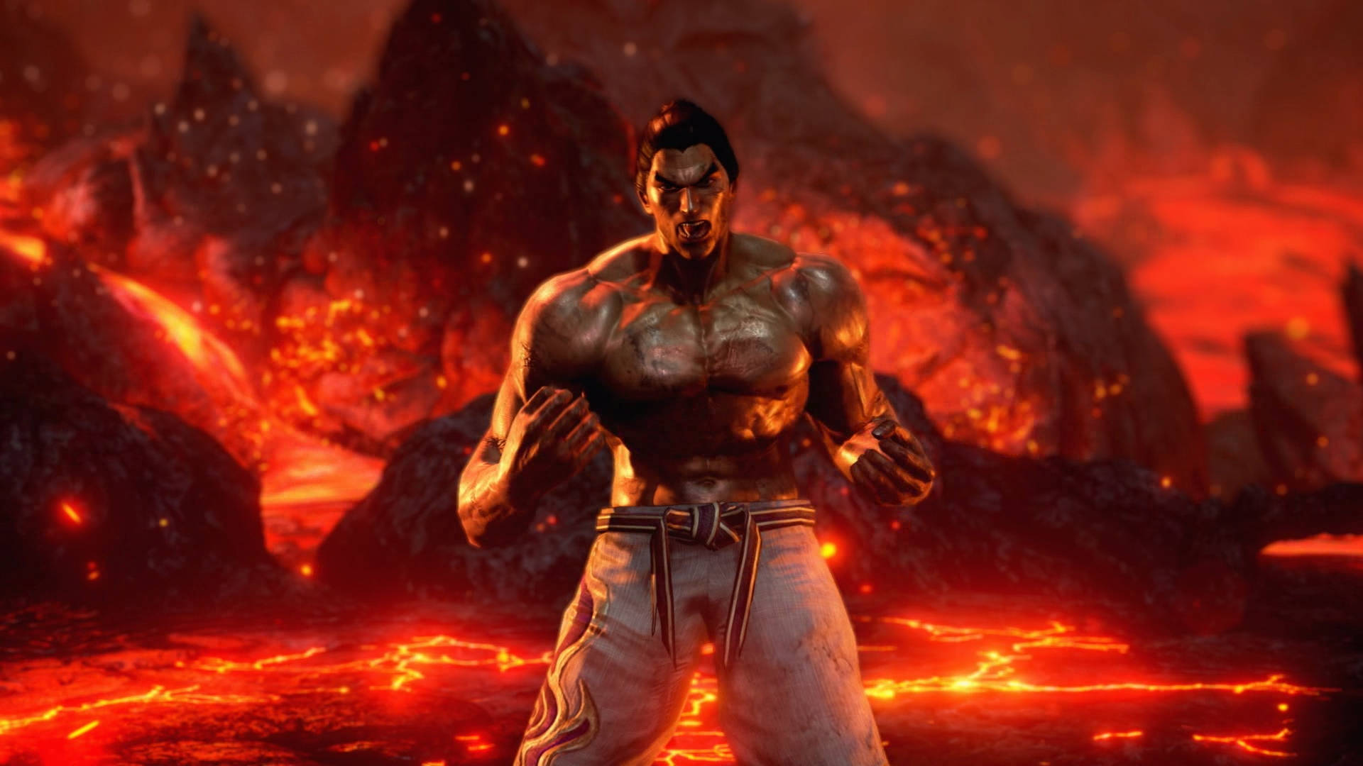 Kazuya Mishima, lava mountain, fiery volcanic landscape, Full HD Desktop Wallpaper