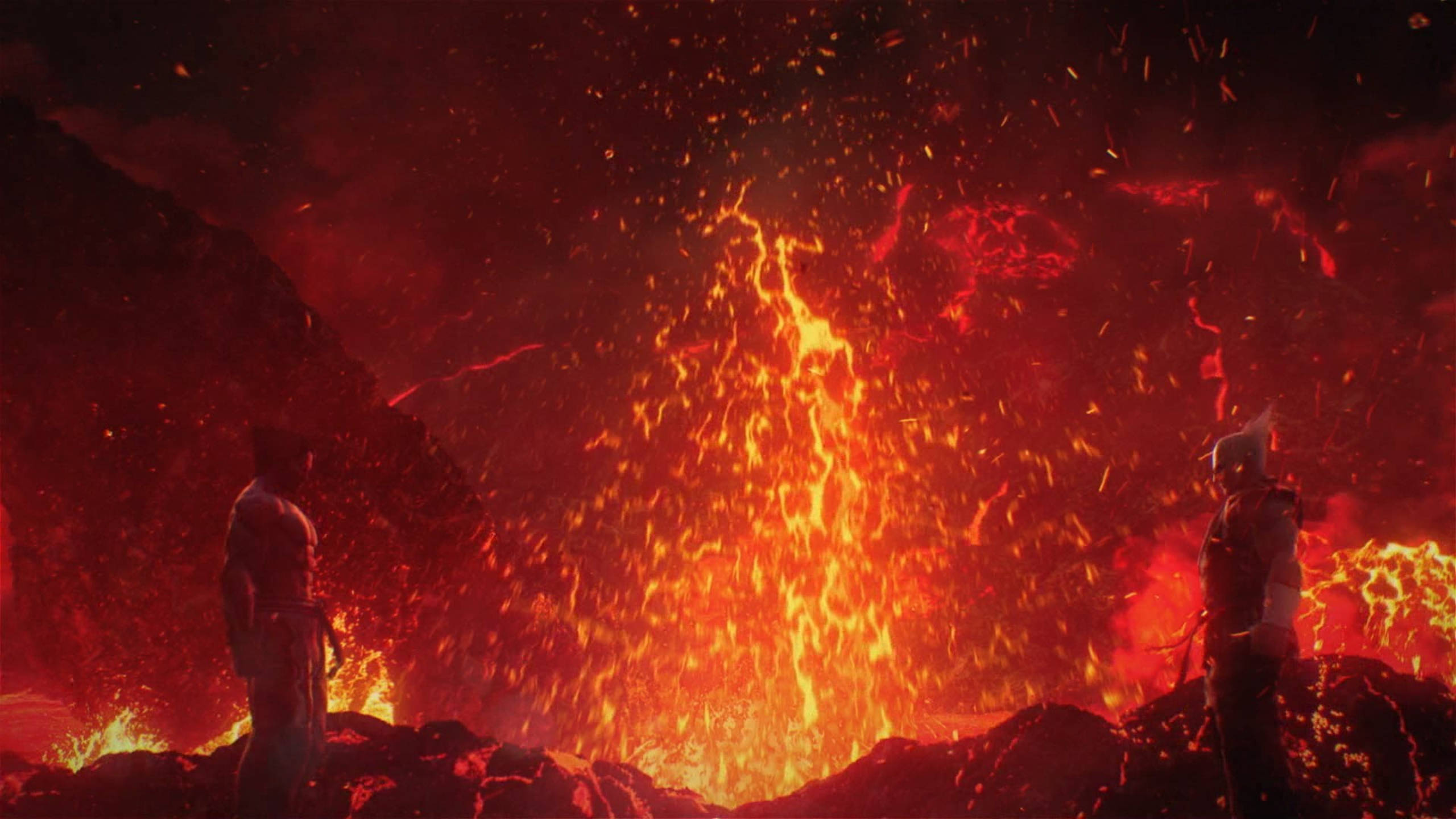 Kazuya Mishima, volcano, lava, 2K Desktop Wallpaper