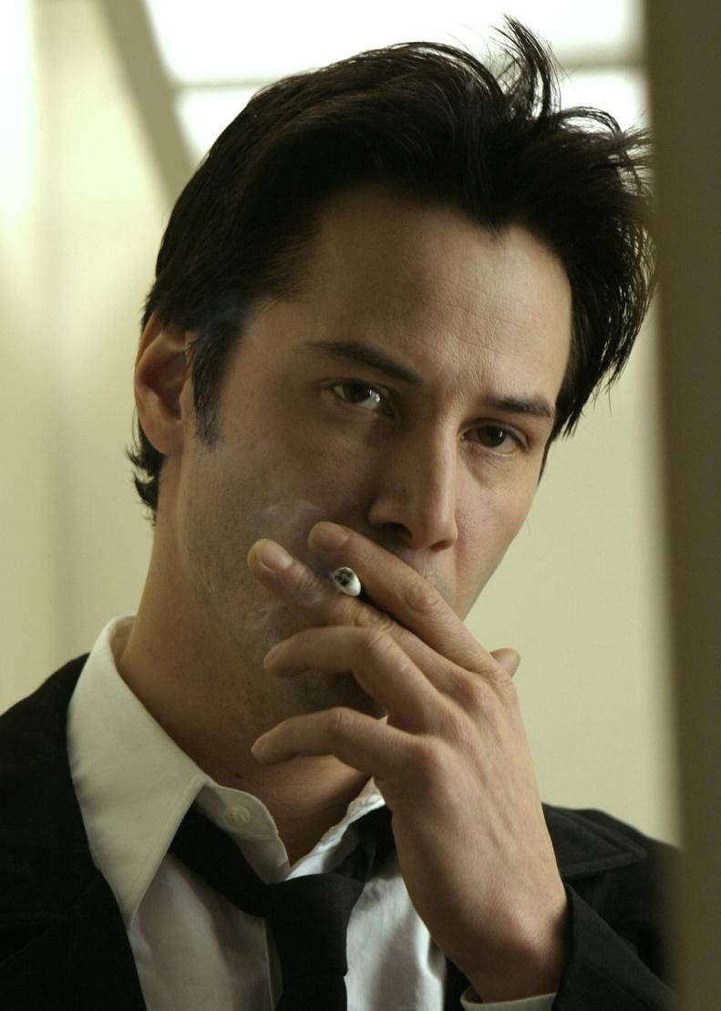 Keanu Reeves, black suit, white shirt, SD Phone Wallpaper