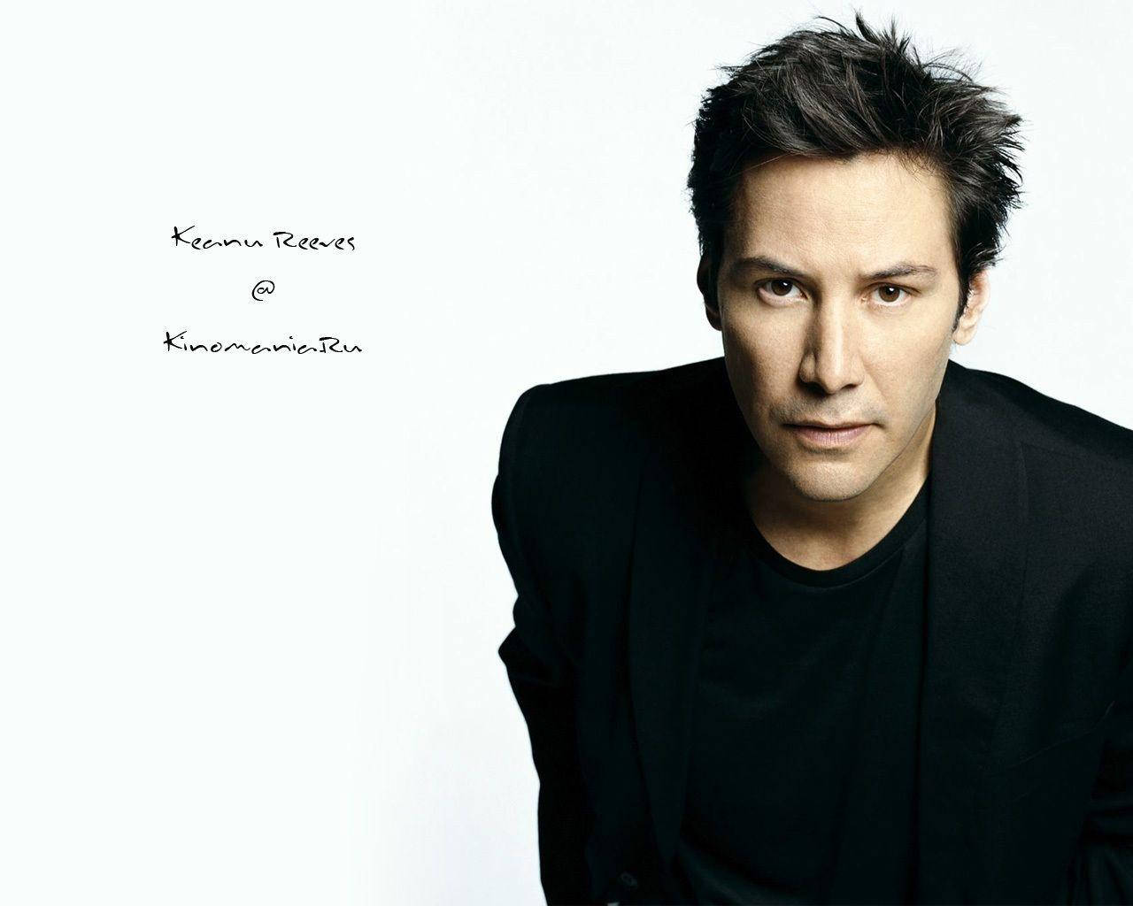 Keanu Reeves, black suit, stark white background, HD Desktop Wallpaper