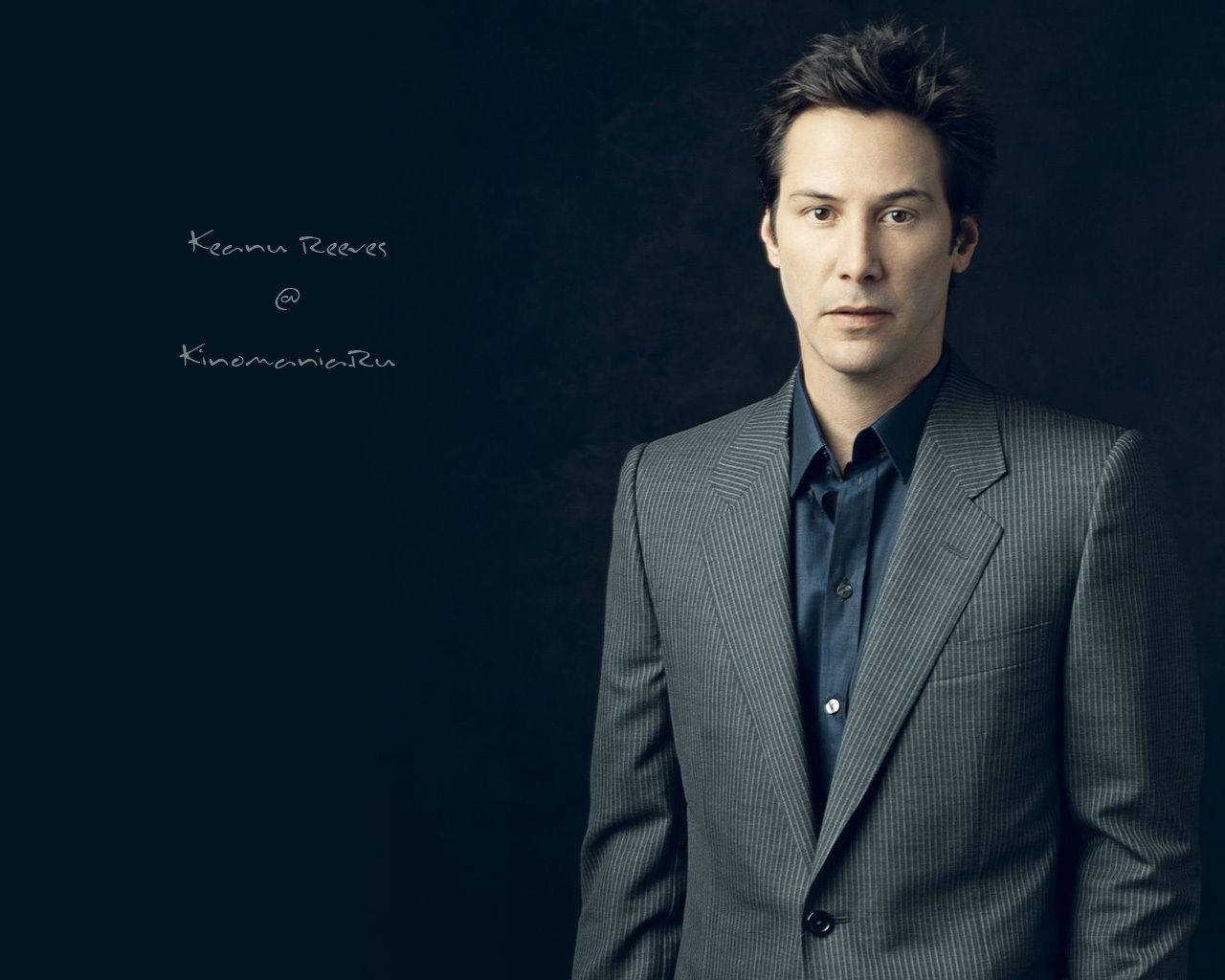 Keanu Reeves, pinstripe suit, dark backdrop, HD Desktop Wallpaper