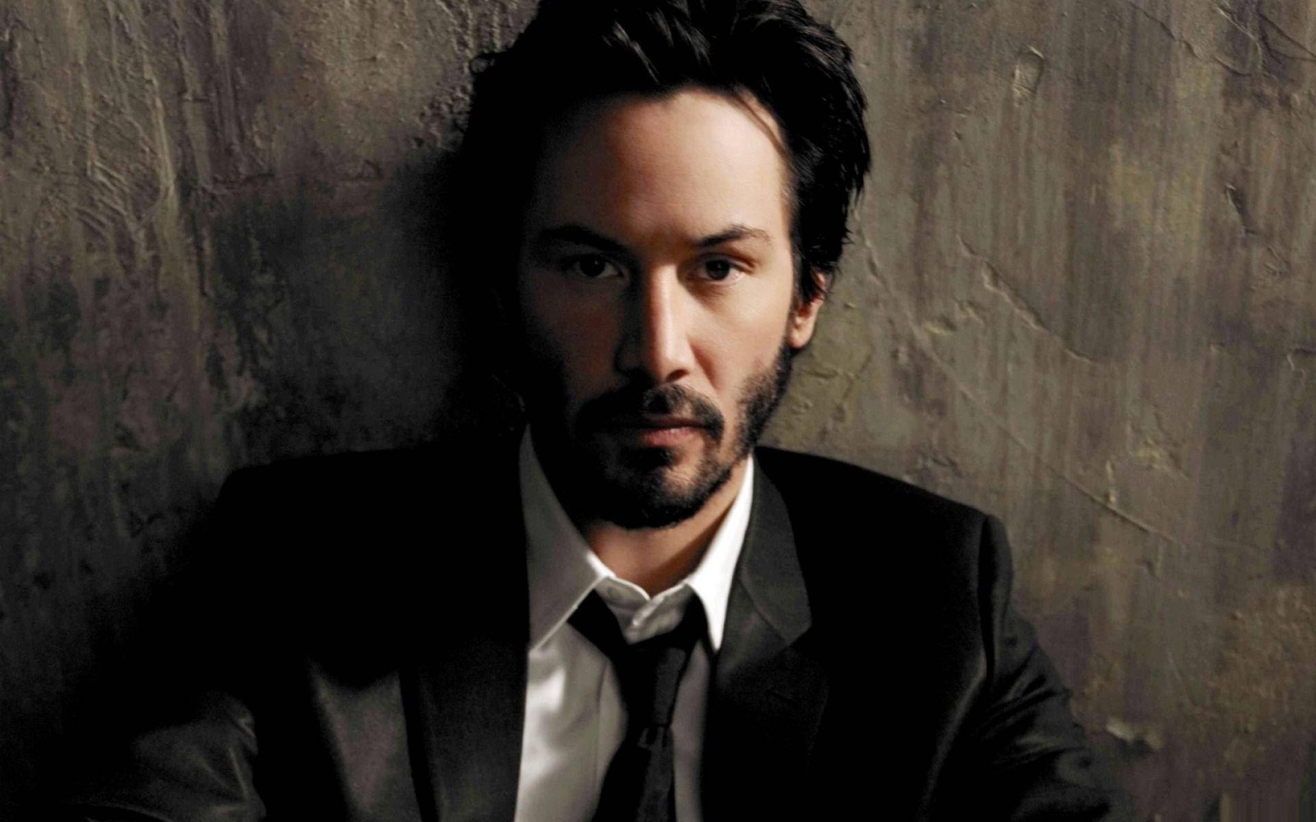 Keanu Reeves, black suit, tie, Full HD Desktop Wallpaper