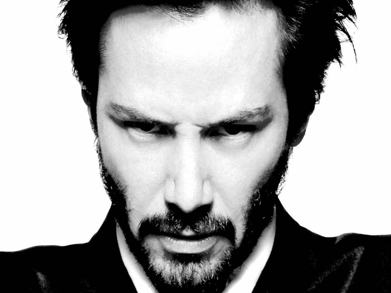 Keanu Reeves, black and white, close-up, HD Desktop Wallpaper