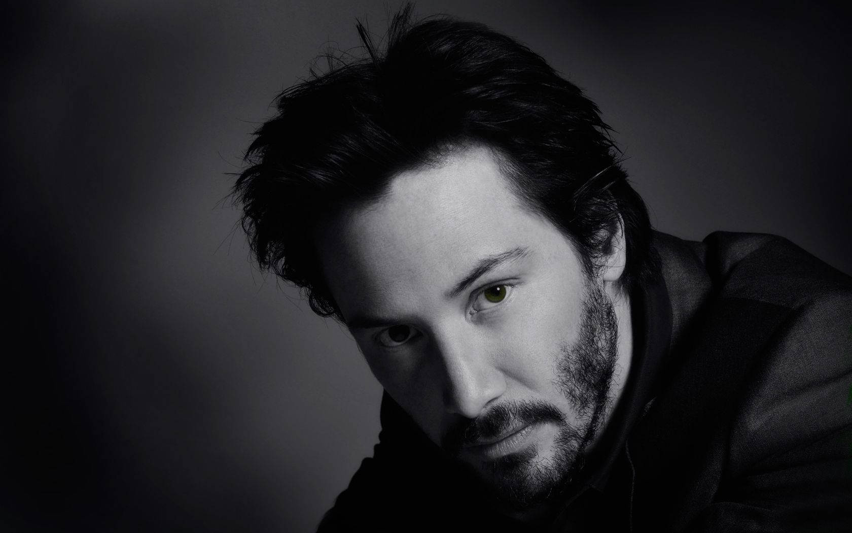Keanu Reeves, green eyes, dark gradient background, HD Desktop Wallpaper