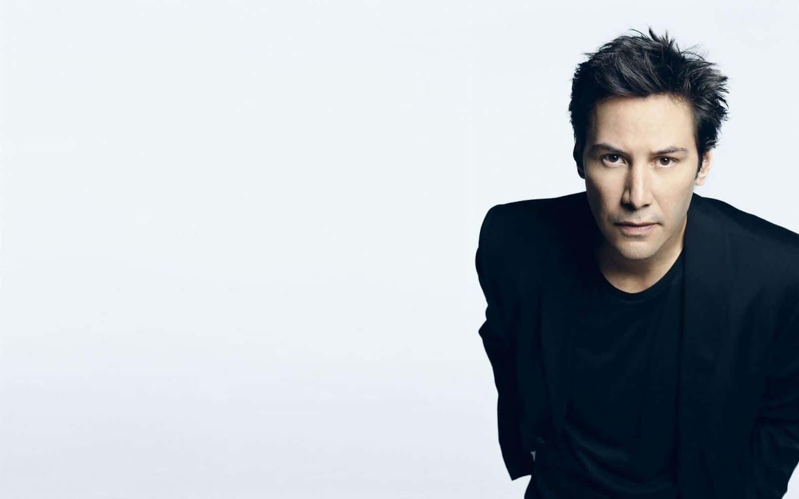 Keanu Reeves, black suit, plain white background, HD Desktop Wallpaper