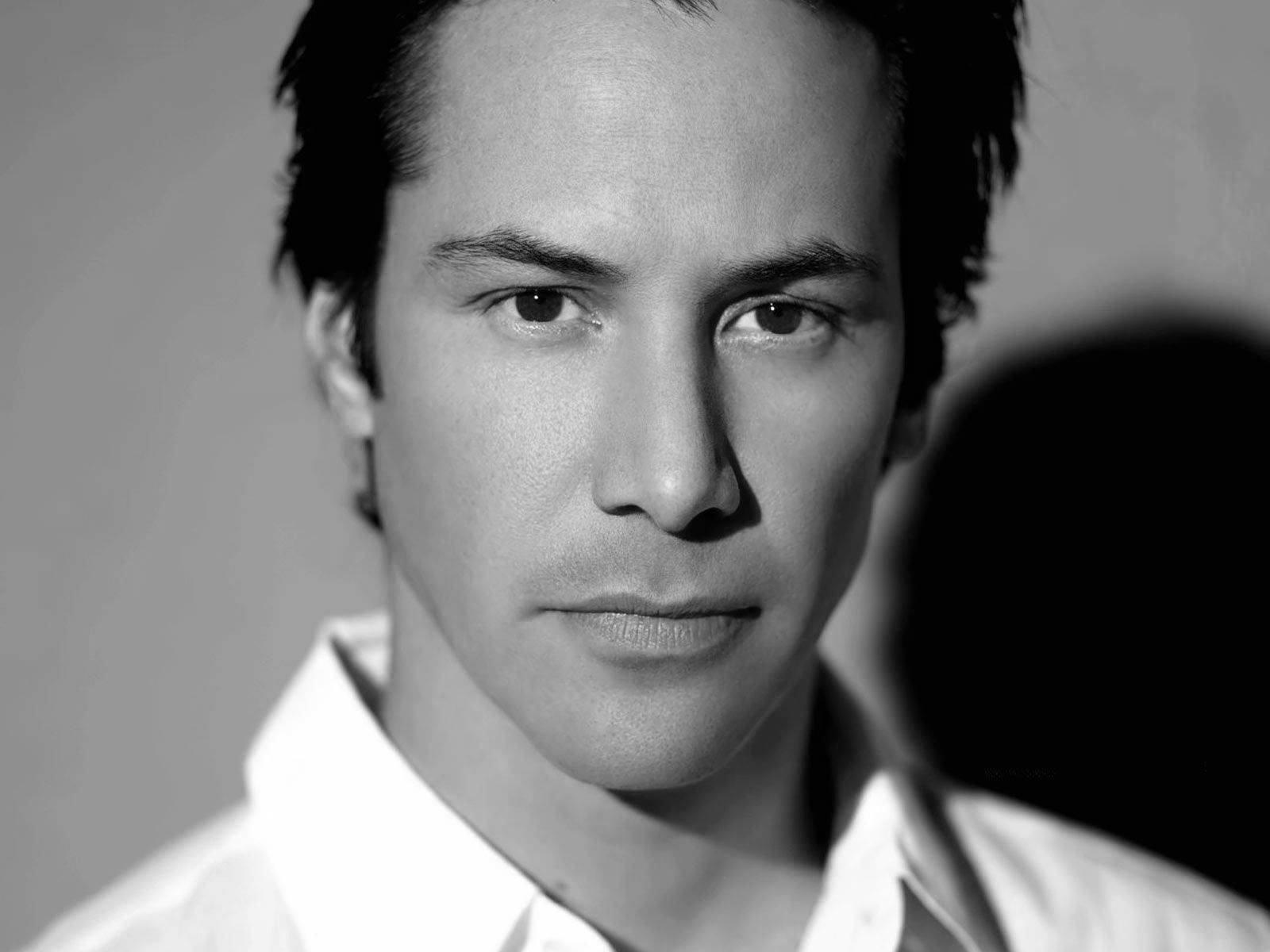 Keanu Reeves, grayscale, white shirt, HD Desktop Wallpaper