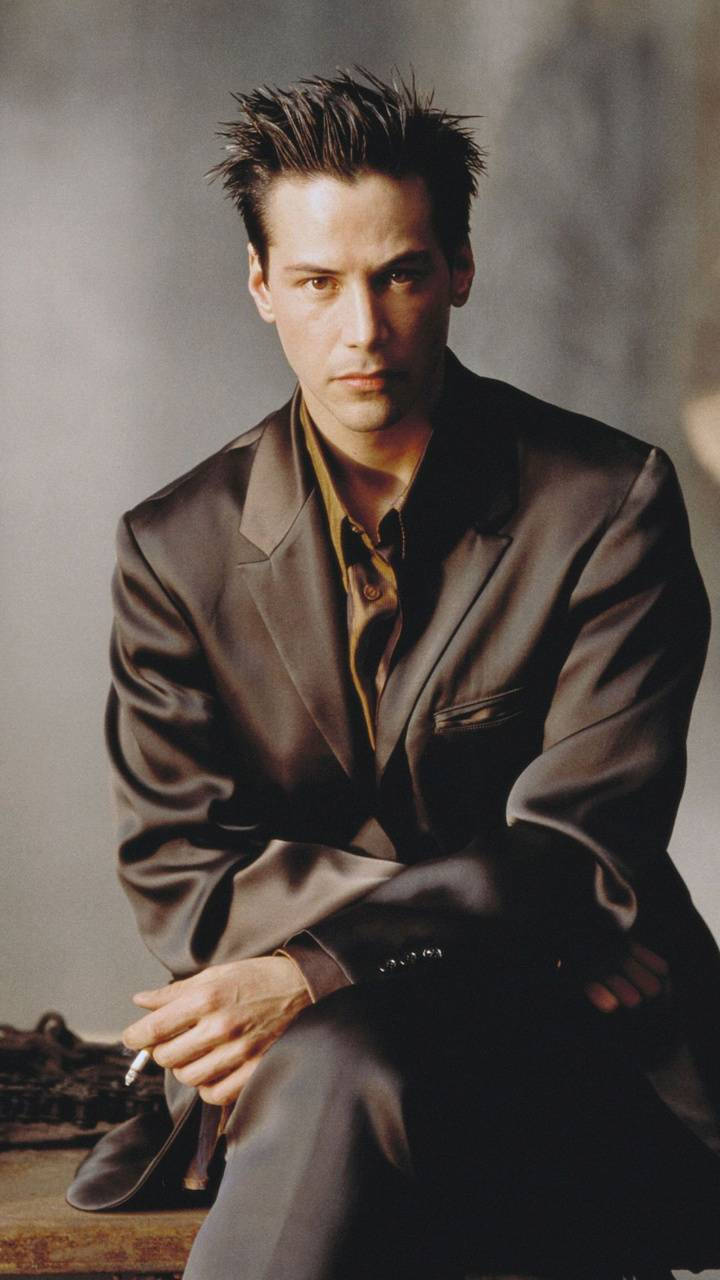 Keanu Reeves, dark suit, cigarette, HD Phone Wallpaper
