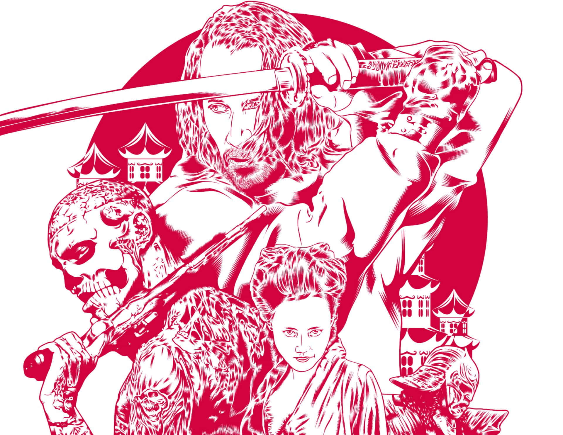47 Ronin, Keanu Reeves, red and white illustration, Full HD Desktop Wallpaper