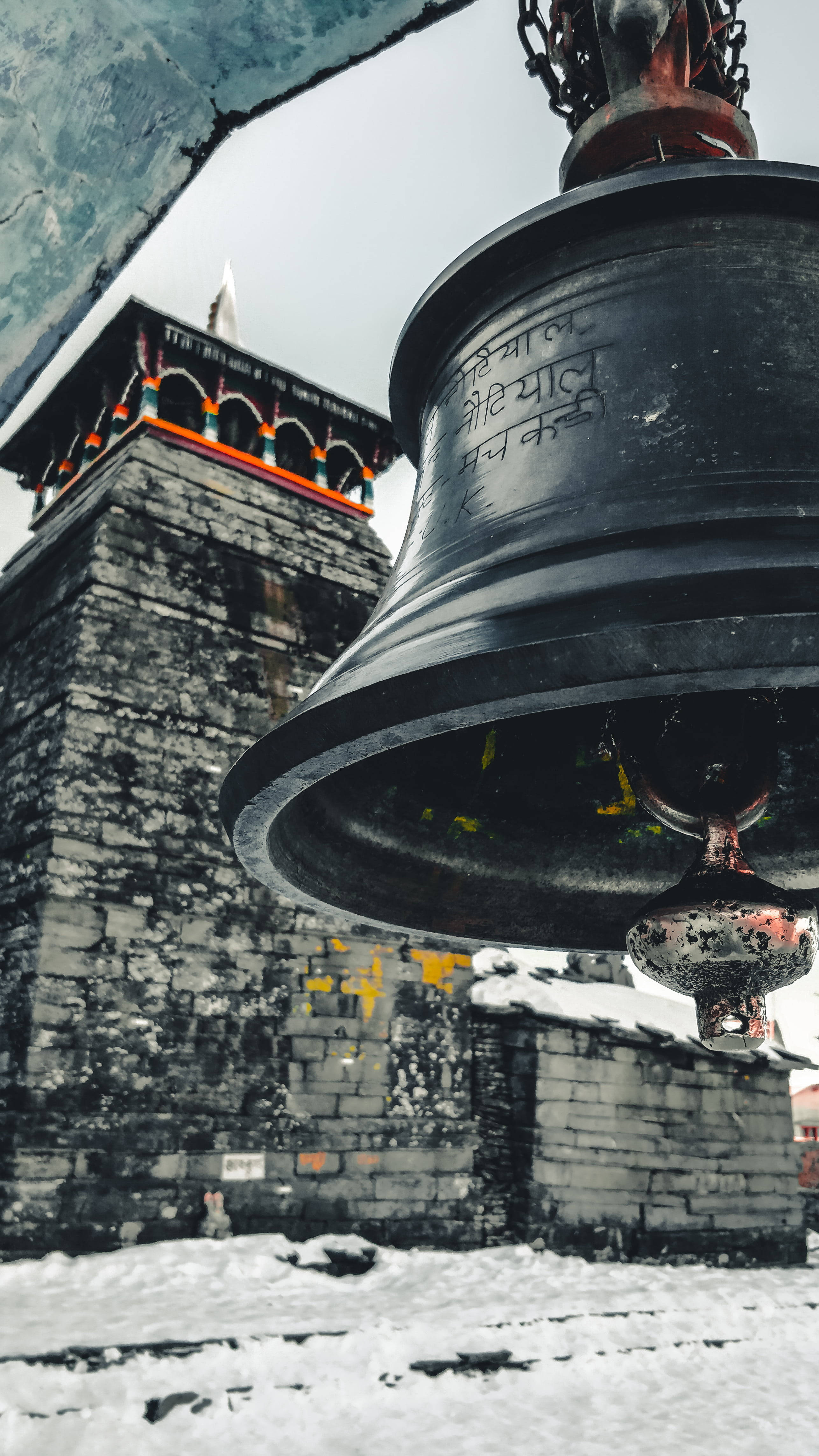 Kedarnath, bell tower, temple bell, 4K Phone Wallpaper