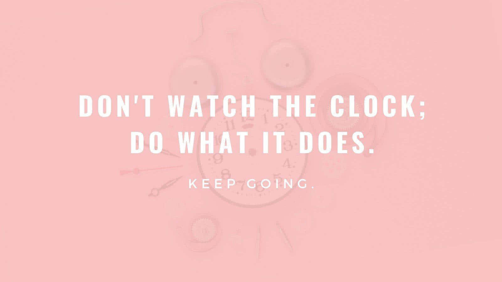 Keep Going, soft pink background, faded clock silhouette, HD Desktop Wallpaper