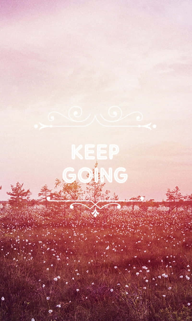 wildflowers, soft pink and peach sky, KEEP GOING, HD Phone Wallpaper