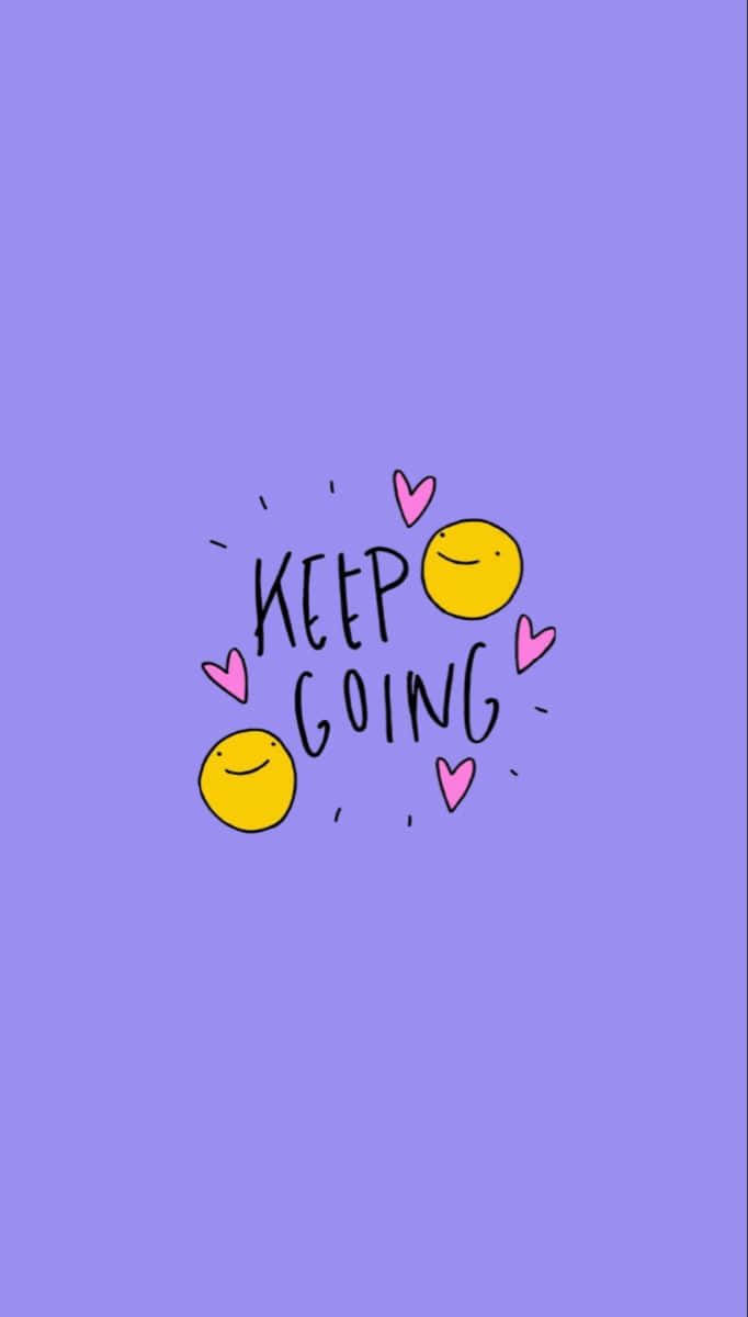 keep going, yellow heart, purple background, SD Phone Wallpaper