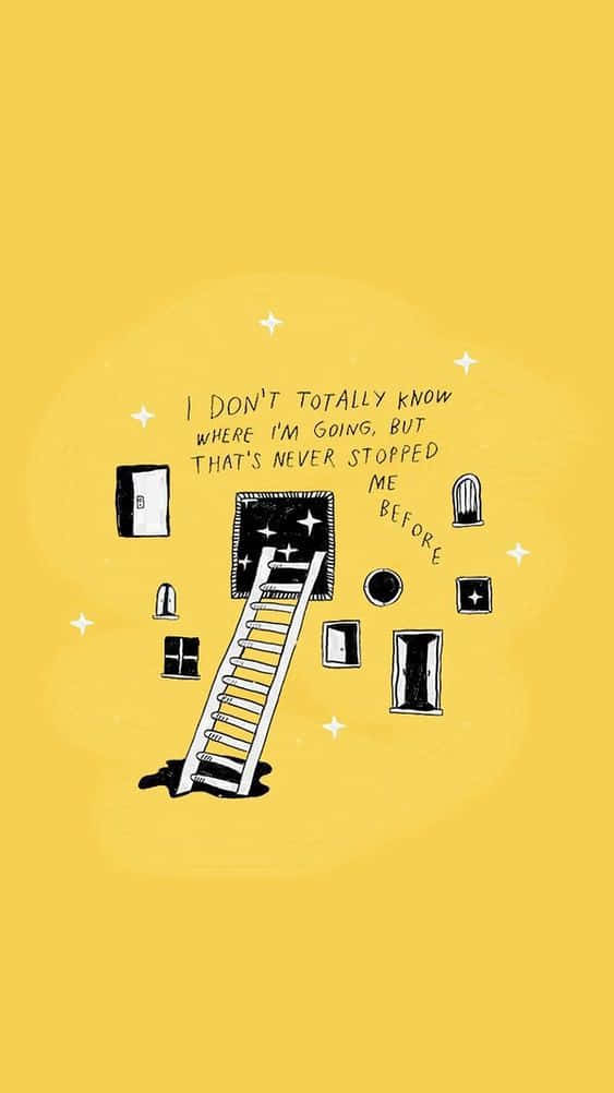 yellow background, ladder, starry portal, SD Phone Wallpaper