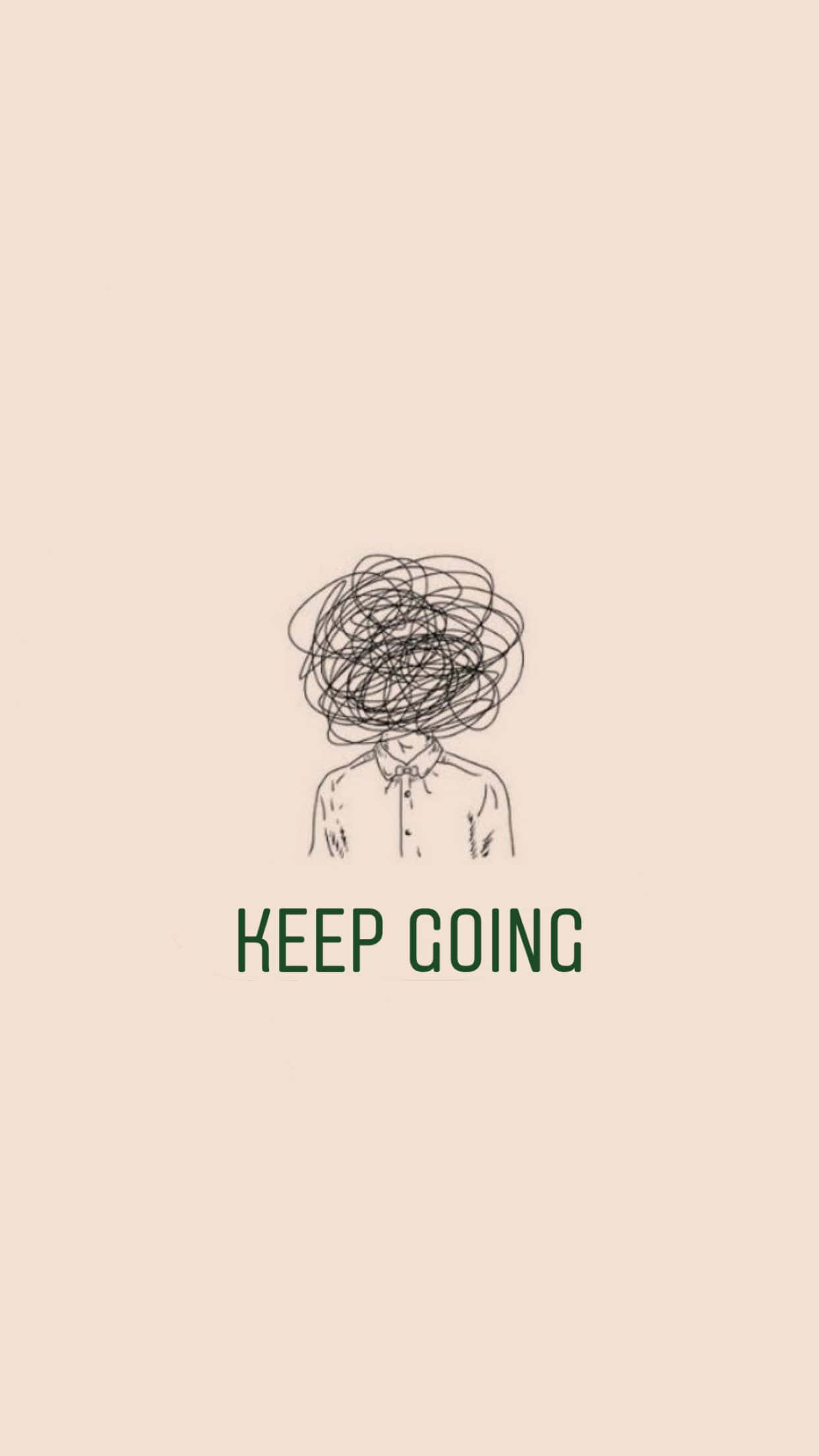 keep going, beige background, minimalist line drawing, Full HD Phone Wallpaper