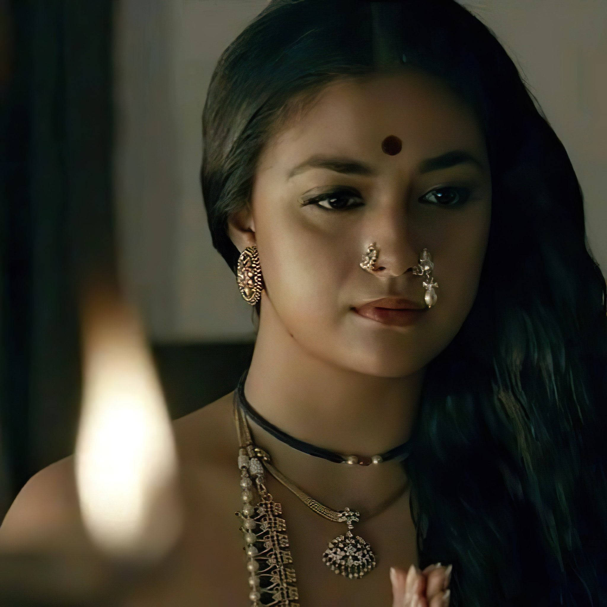 Keerthi Suresh, traditional outfit, candlelight, Full HD Desktop Wallpaper