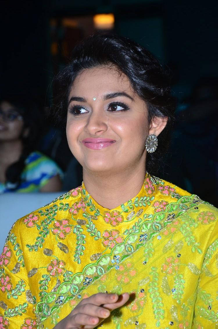 Keerthi Suresh, yellow dress, vibrant yellow embroidered outfit, SD Phone Wallpaper