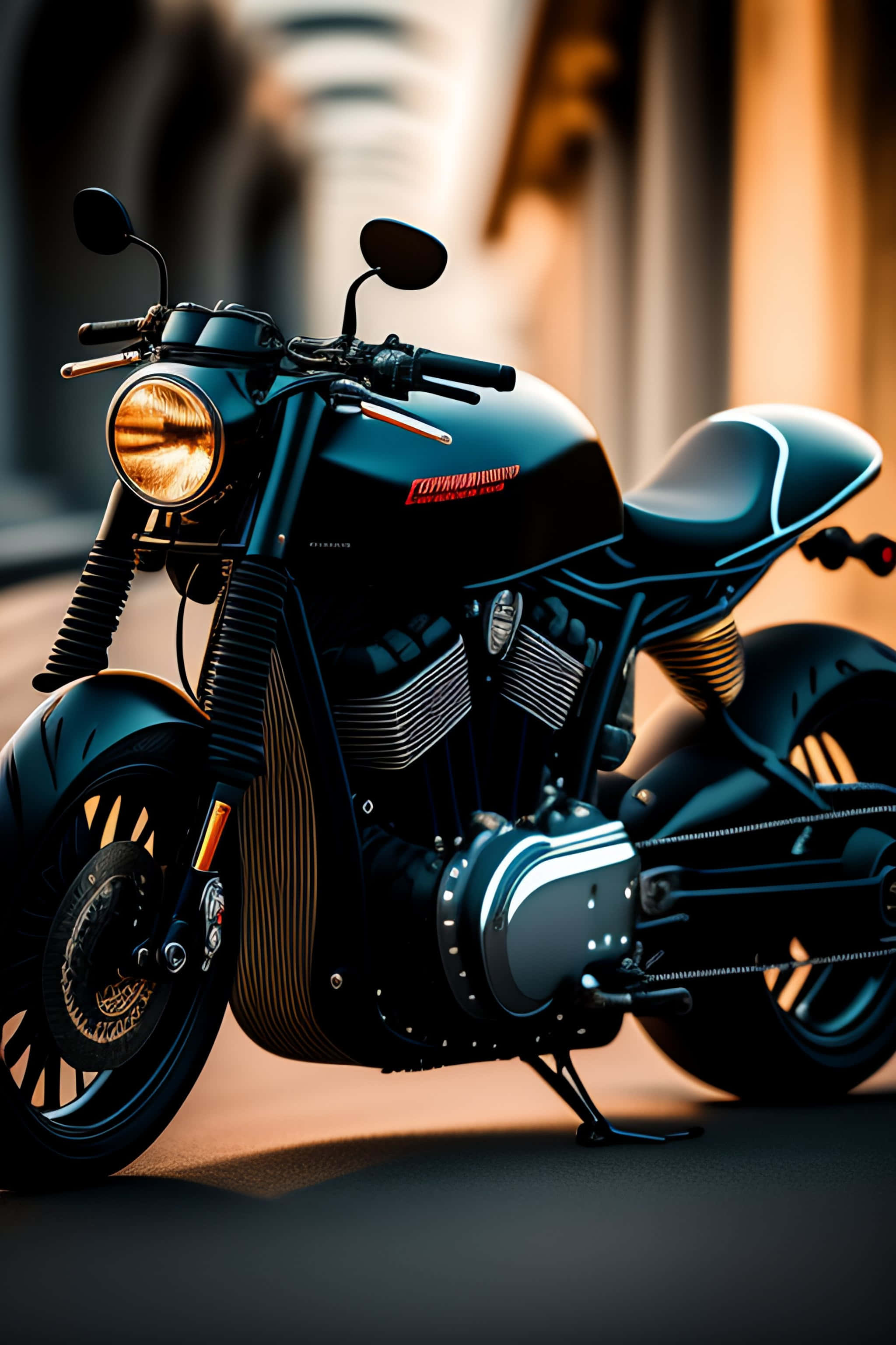 Keeway, sleek black motorcycle, glowing headlight, 2K Phone Wallpaper