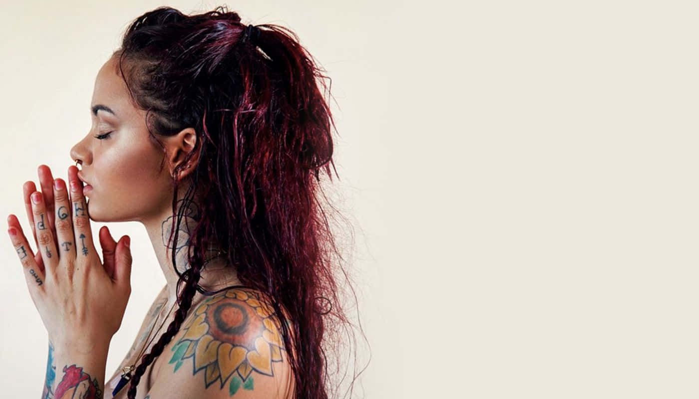Kehlani, red hair, tattoos on hands, HD Desktop Wallpaper
