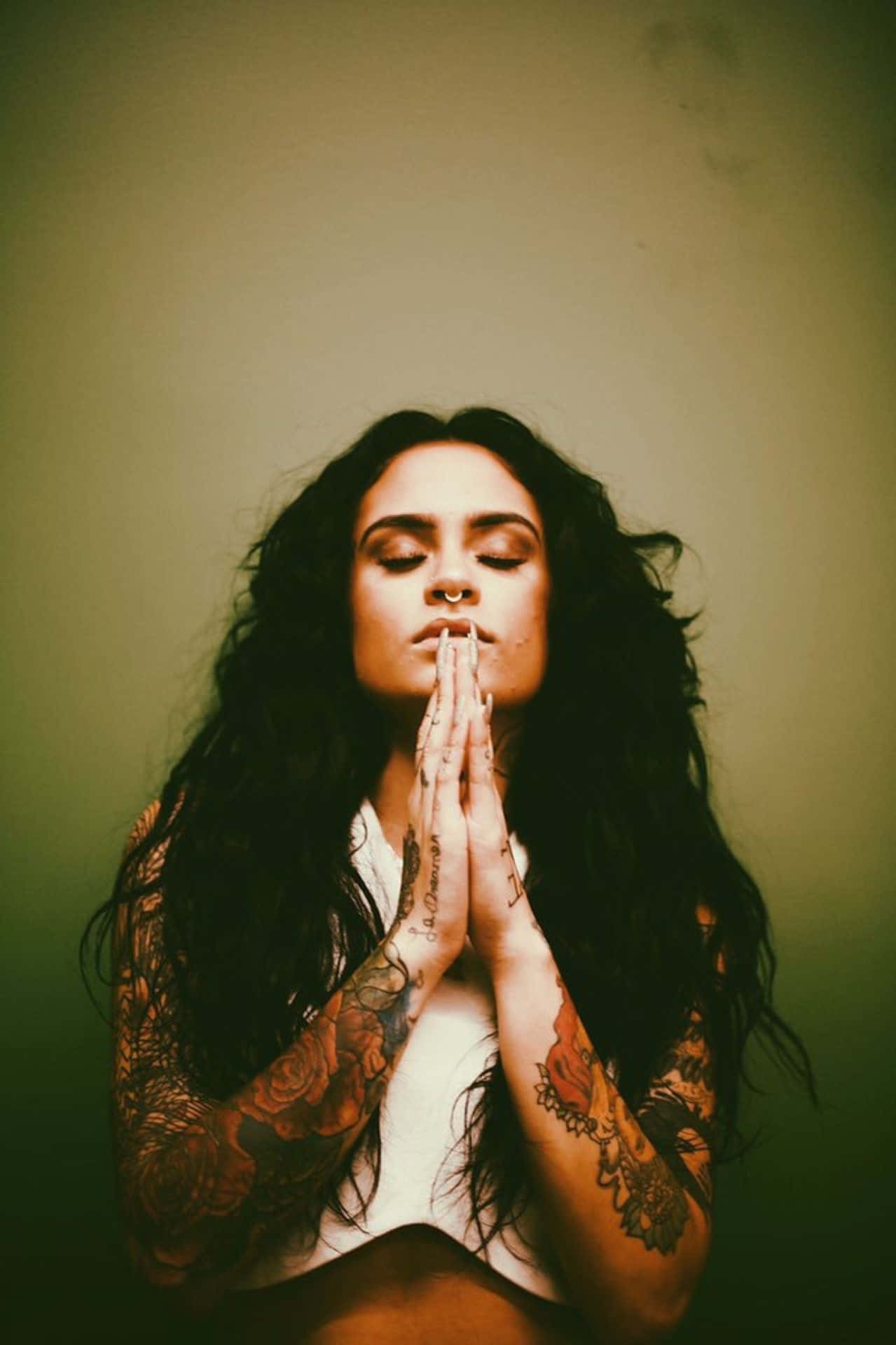 Kehlani, long dark hair, floral tattoos, Full HD Phone Wallpaper